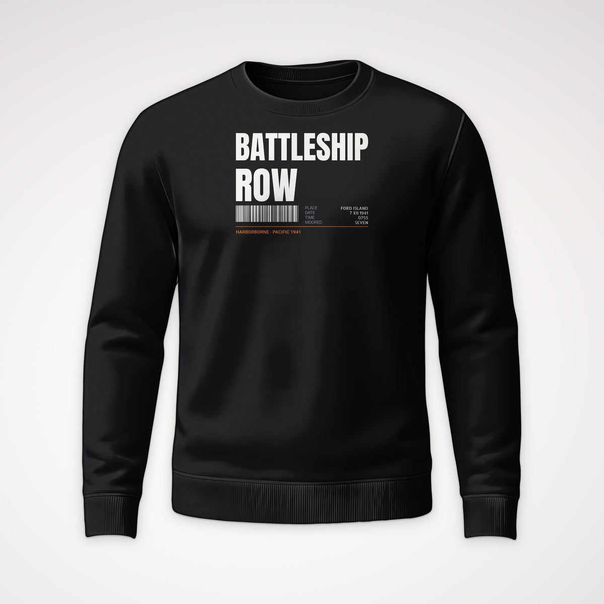 Battleship Row Tag Crewneck Sweatshirt in Black