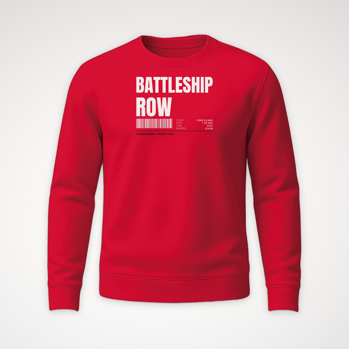 Battleship Row Tag Crewneck Sweatshirt in Red