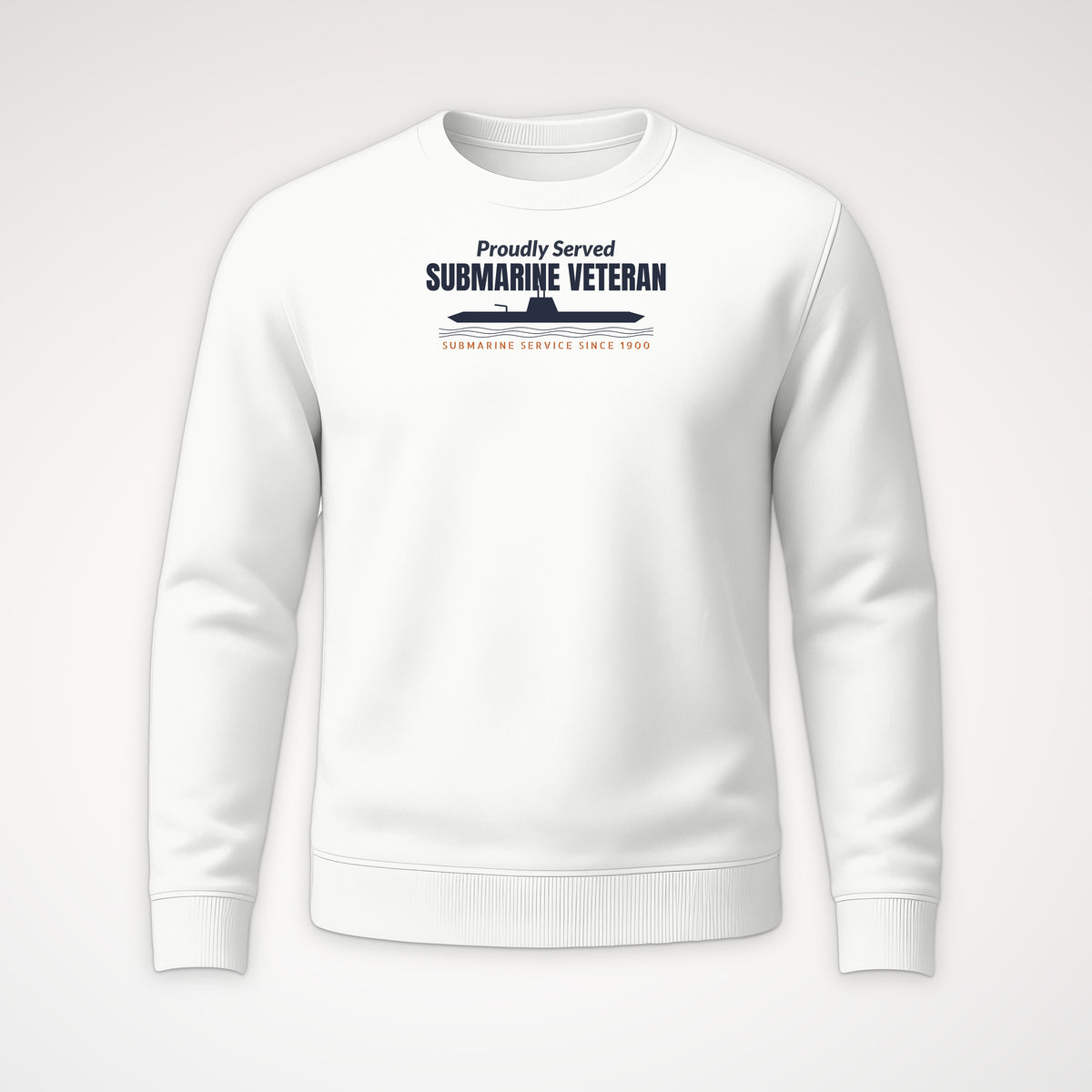 Proudly Served Submarine Veteran Crewneck Sweatshirt in White