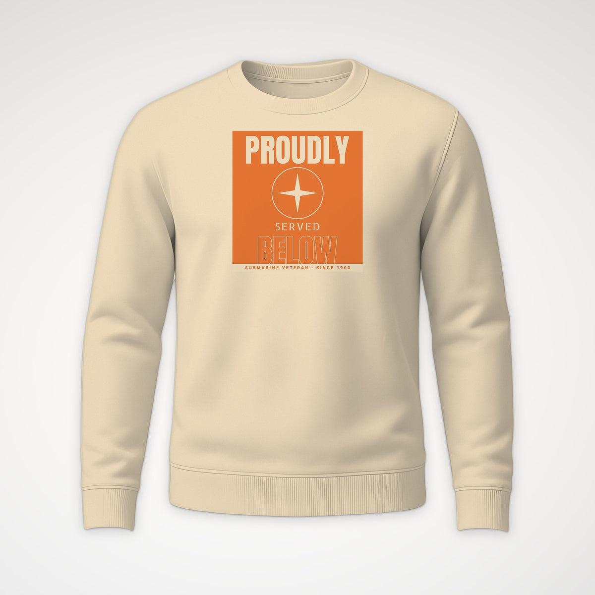 Proudly Served Below Poster Crewneck Sweatshirt in Sand