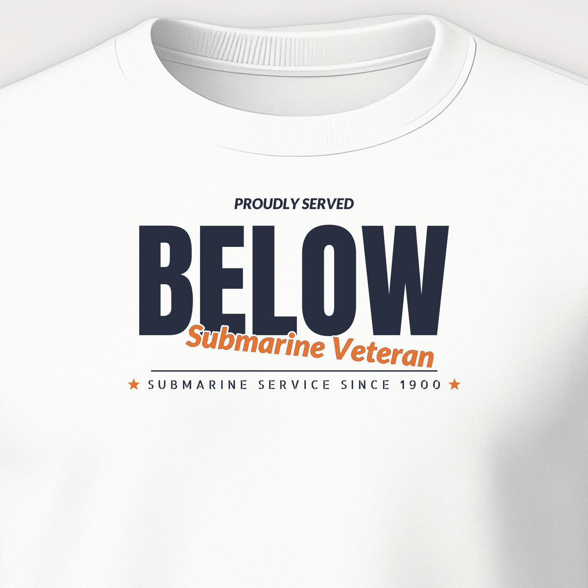 Proudly Served Below Club Crewneck Sweatshirt, front print detail