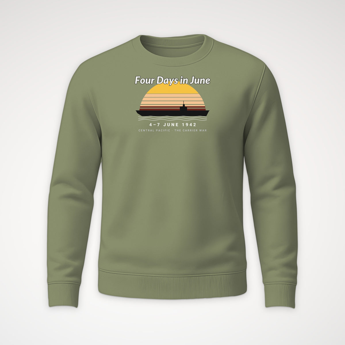 Four Days in June Sunset Crewneck Sweatshirt in Military Green
