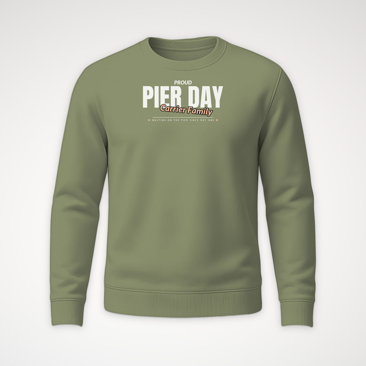 Pier Day Proud Carrier Family Crewneck Sweatshirt in Military Green