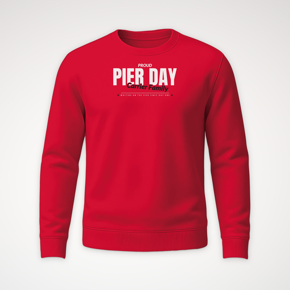Pier Day Proud Carrier Family Crewneck Sweatshirt in Red