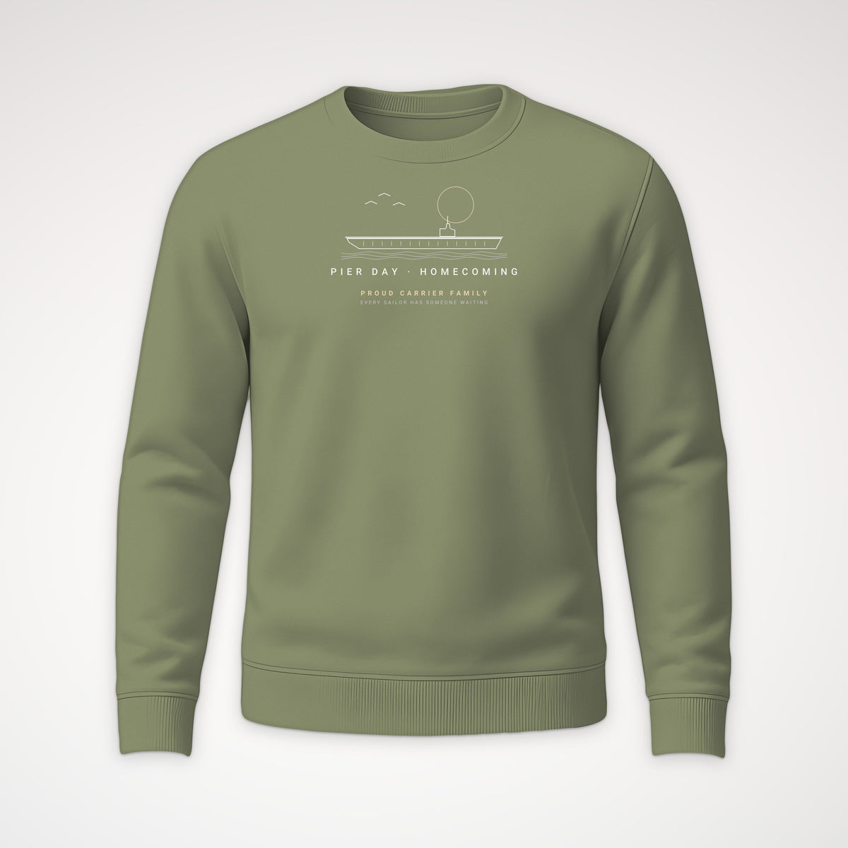 Pier Day Homecoming Crewneck Sweatshirt in Military Green