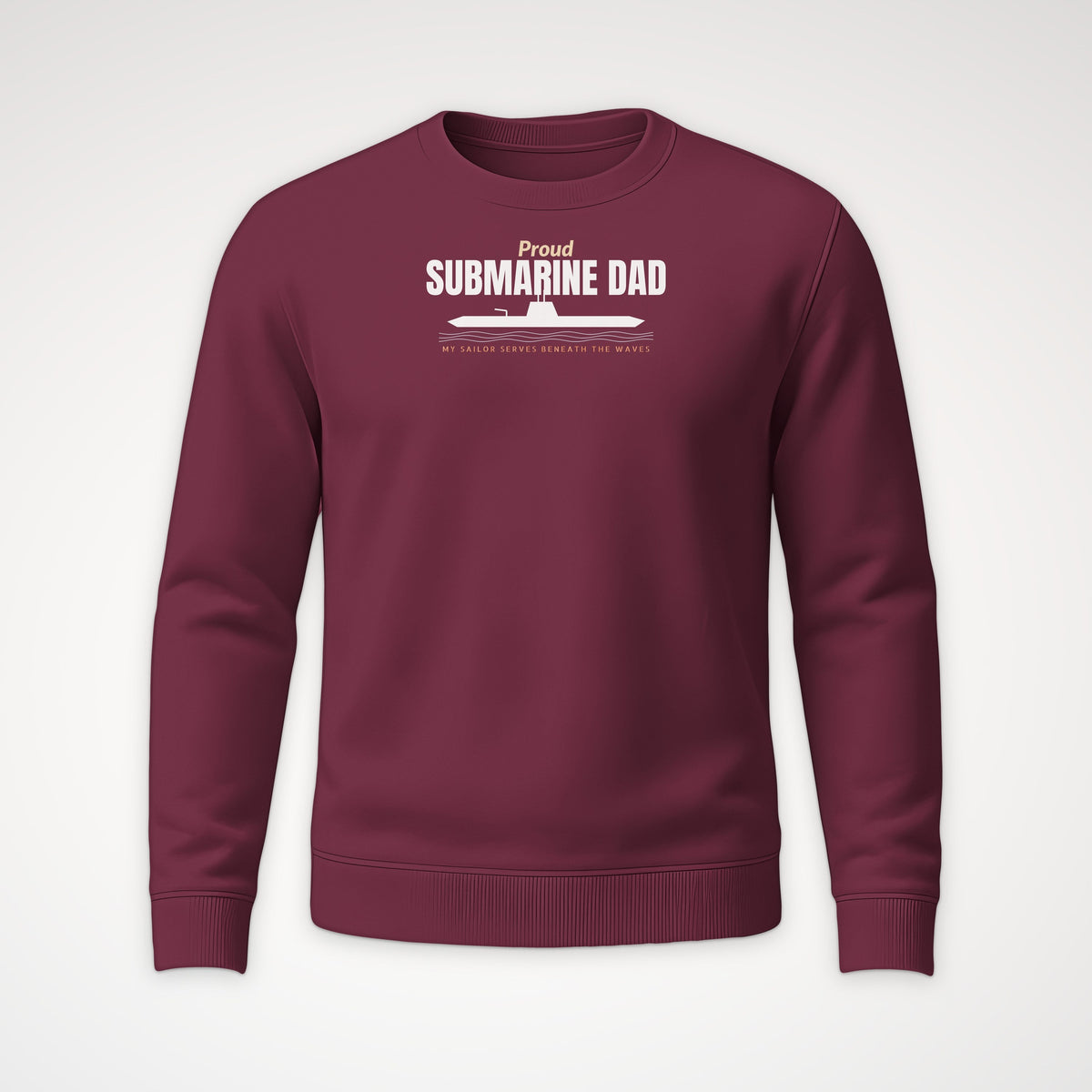 Proud Submarine Dad Crewneck Sweatshirt in Maroon