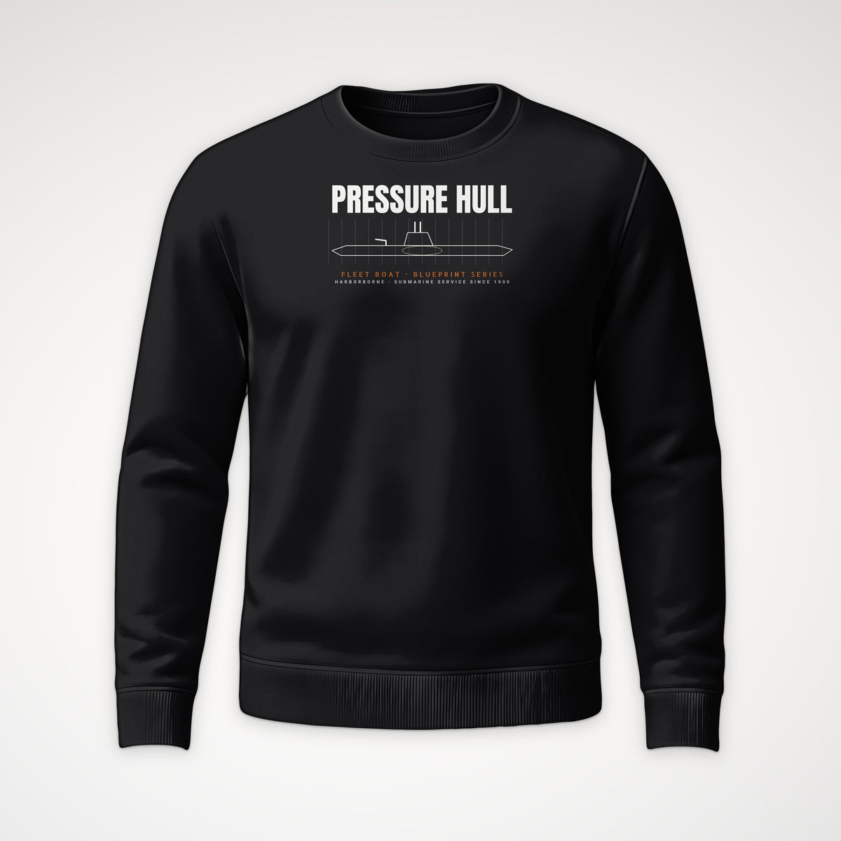 Pressure Hull Blueprint Crewneck Sweatshirt in Black