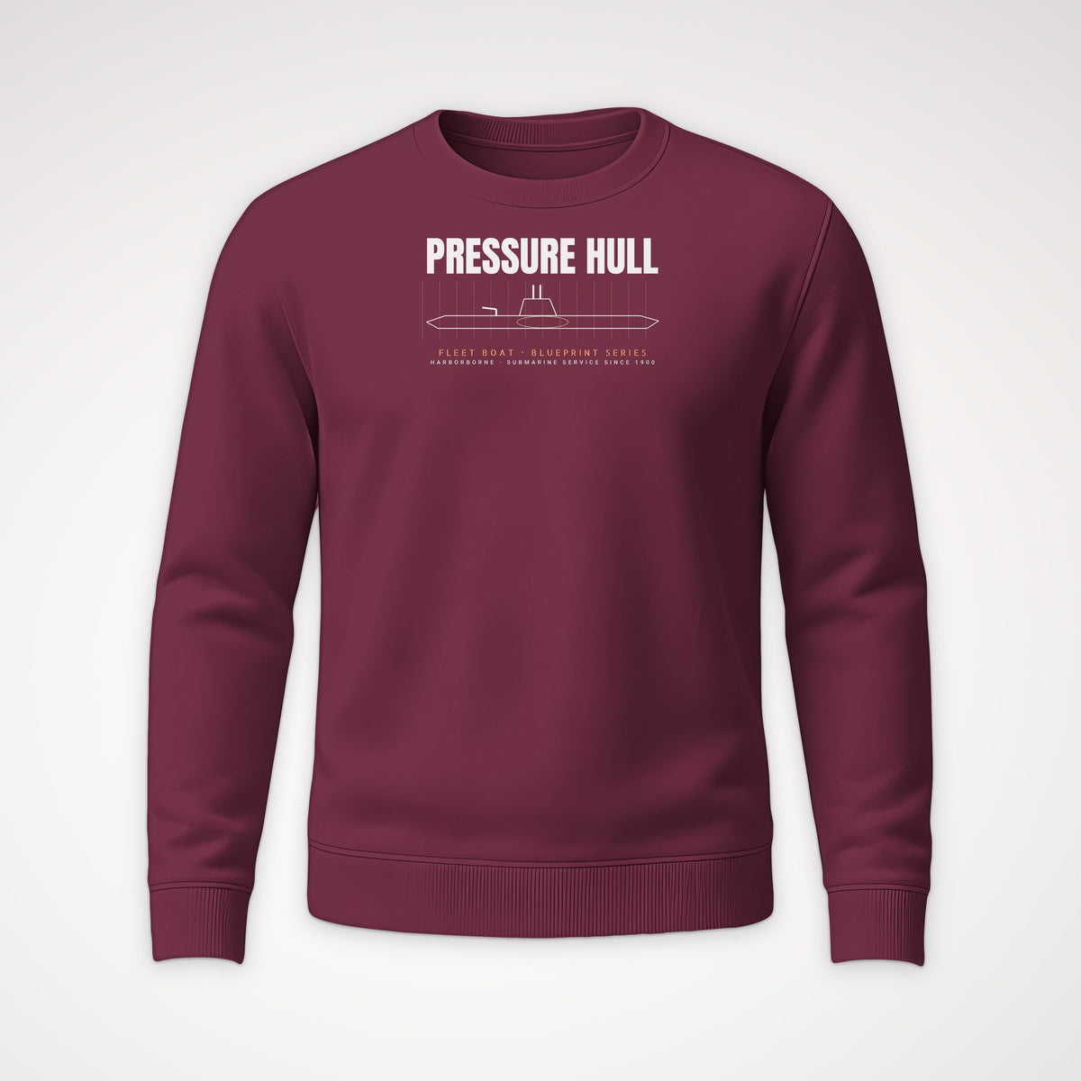 Pressure Hull Blueprint Crewneck Sweatshirt in Maroon
