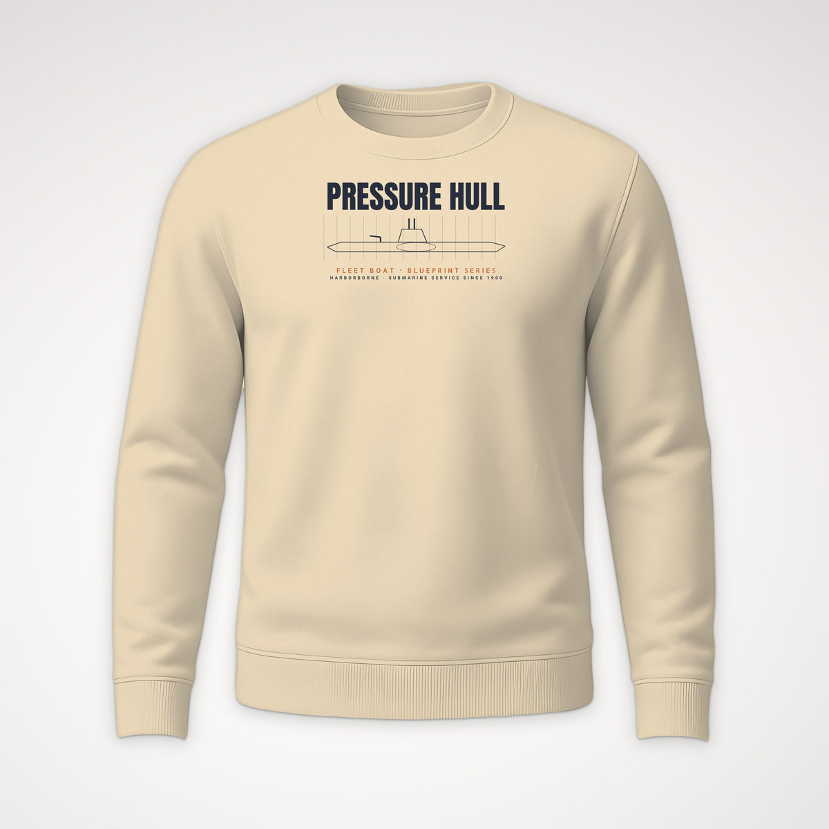 Pressure Hull Blueprint Crewneck Sweatshirt in Sand