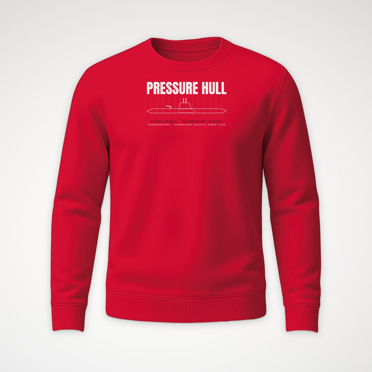 Pressure Hull Blueprint Crewneck Sweatshirt in Red