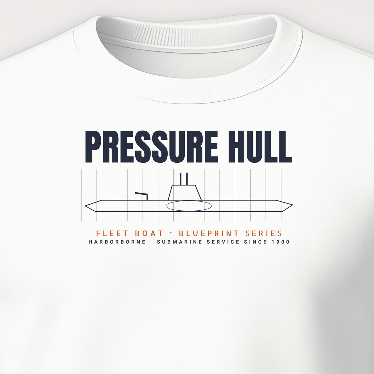 Pressure Hull Blueprint Crewneck Sweatshirt, front print detail