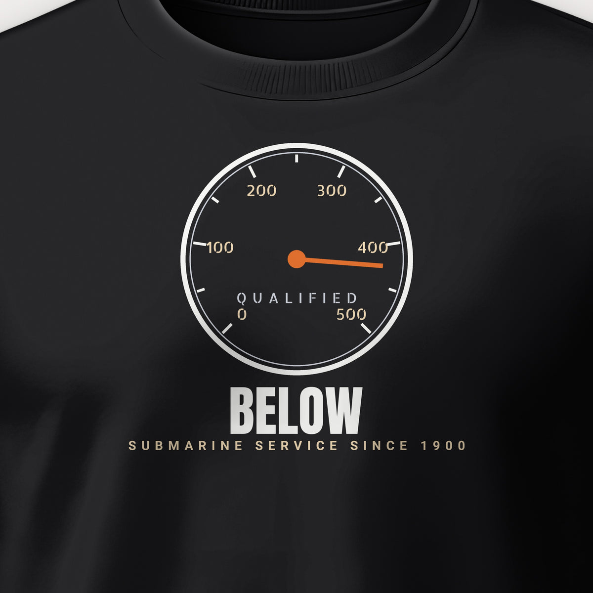 Qualified Below Depth Dial Crewneck Sweatshirt, front print detail