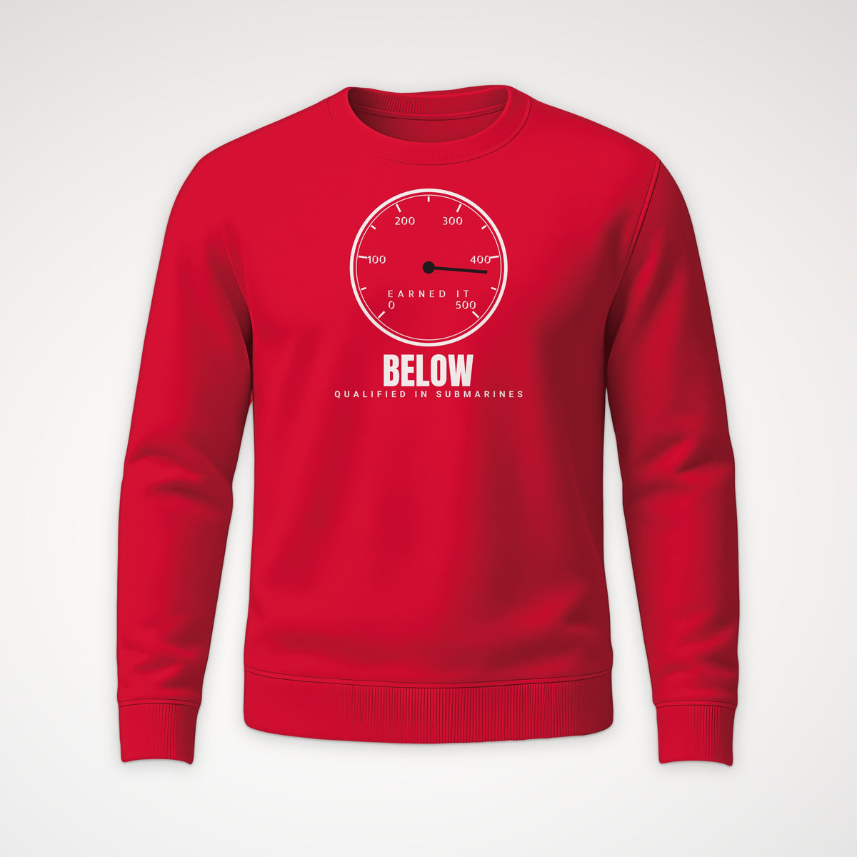 Qualified Below Earned It Crewneck Sweatshirt in Red