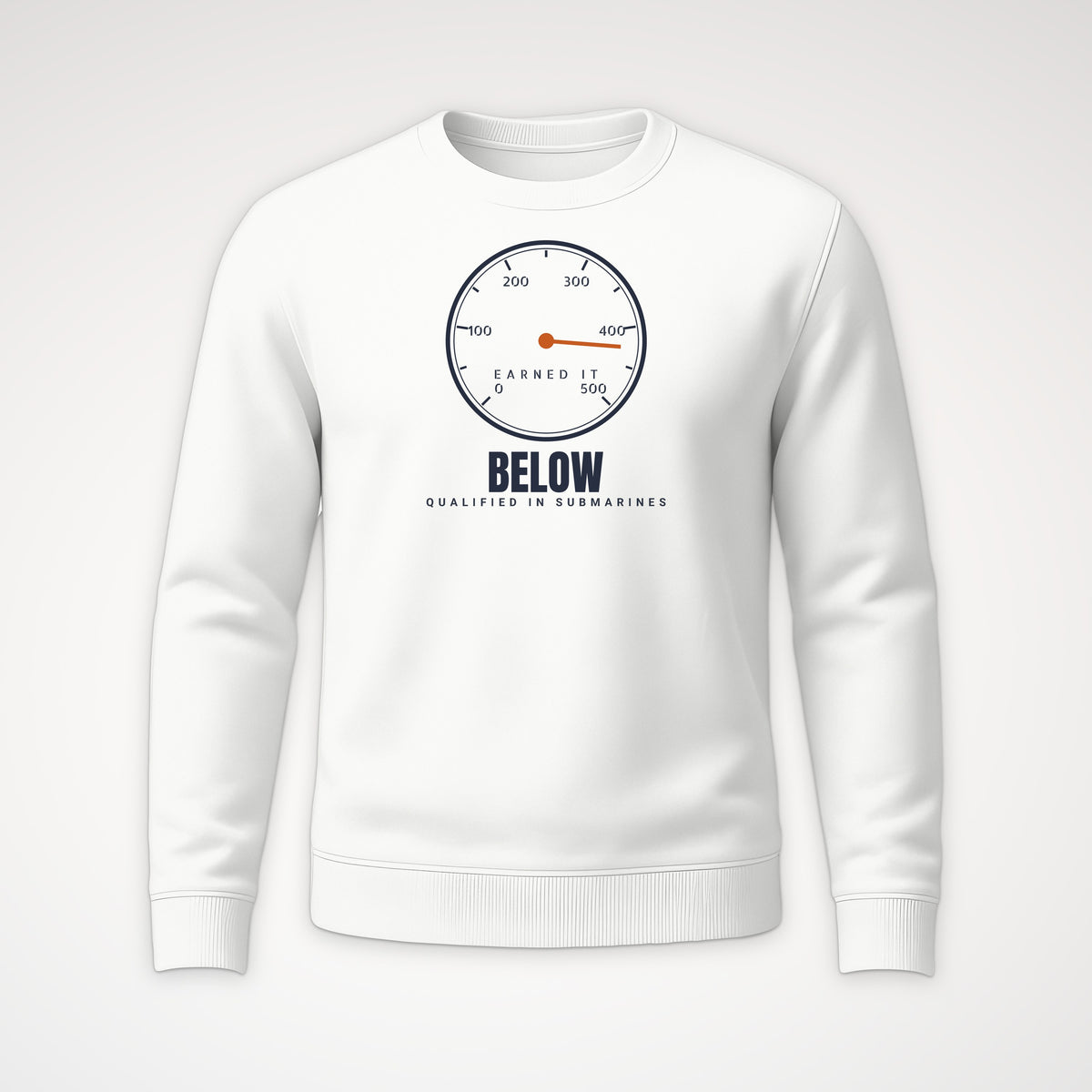 Qualified Below Earned It Crewneck Sweatshirt in White