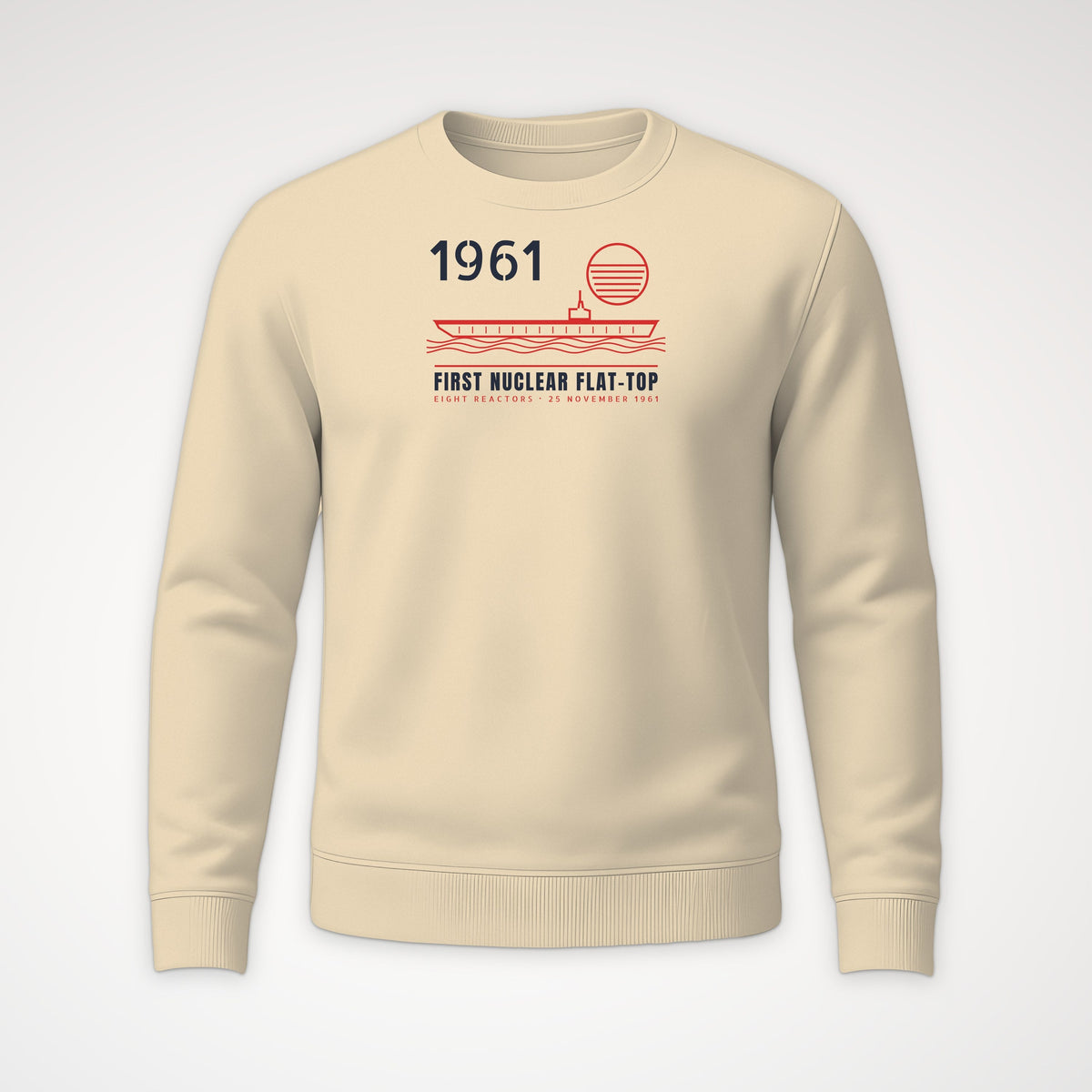 First Nuclear Flat-Top Line Art Crewneck Sweatshirt in Sand