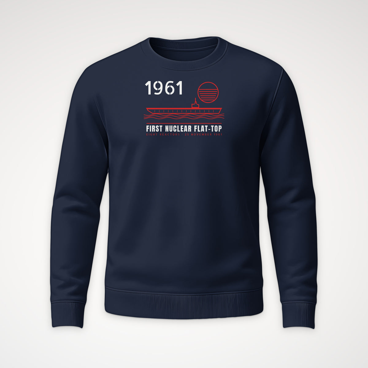First Nuclear Flat-Top Line Art Crewneck Sweatshirt in Navy