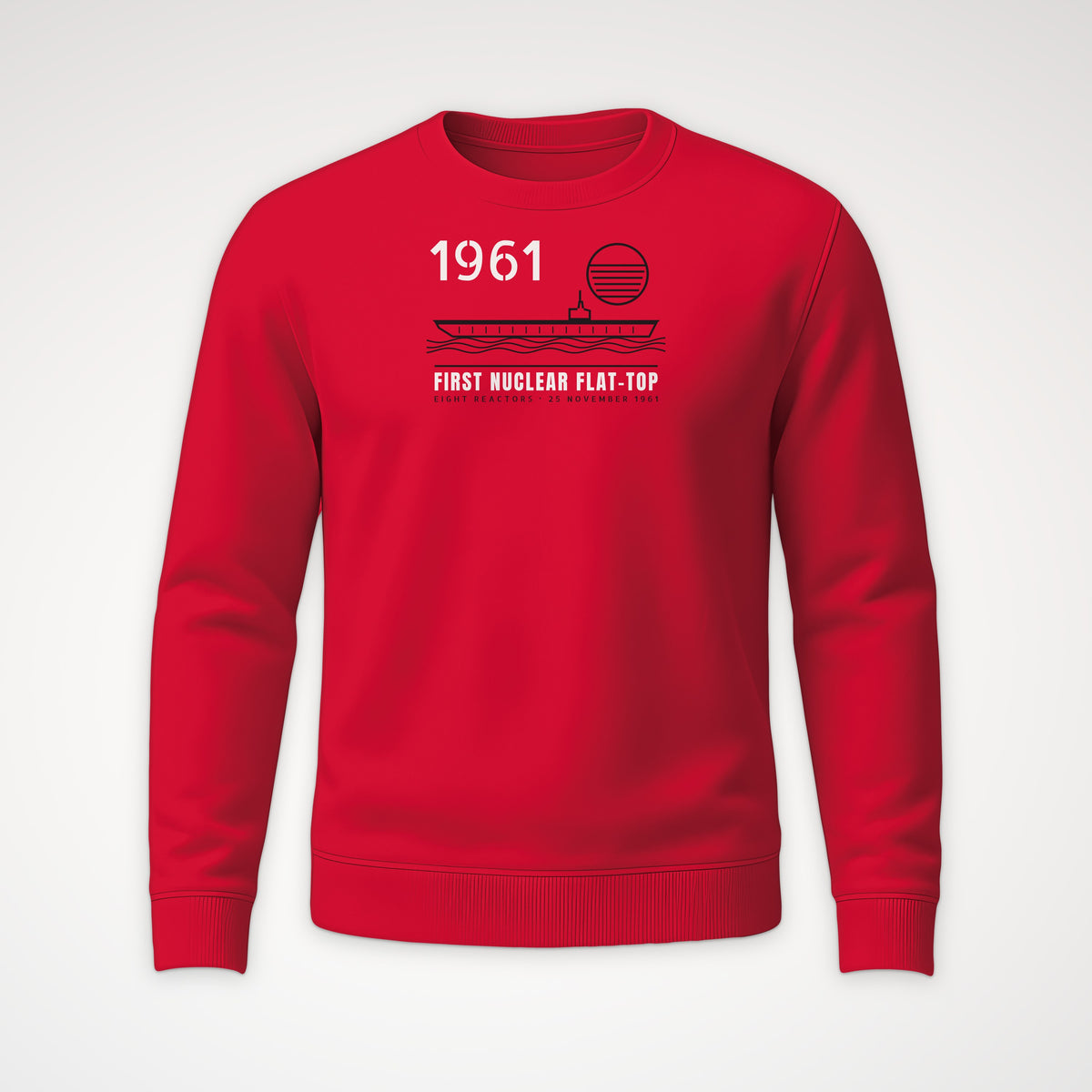 First Nuclear Flat-Top Line Art Crewneck Sweatshirt in Red