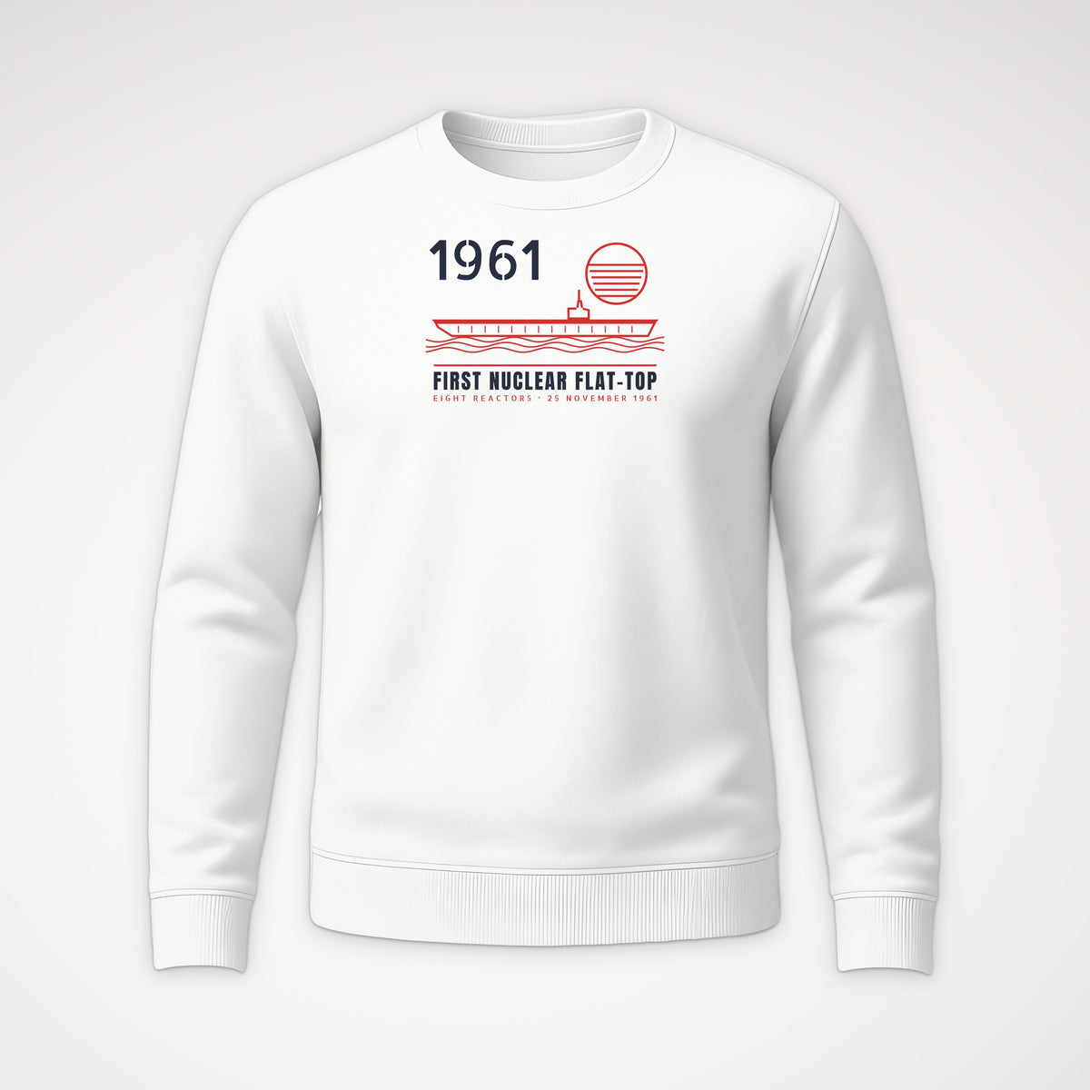 First Nuclear Flat-Top Line Art Crewneck Sweatshirt in White