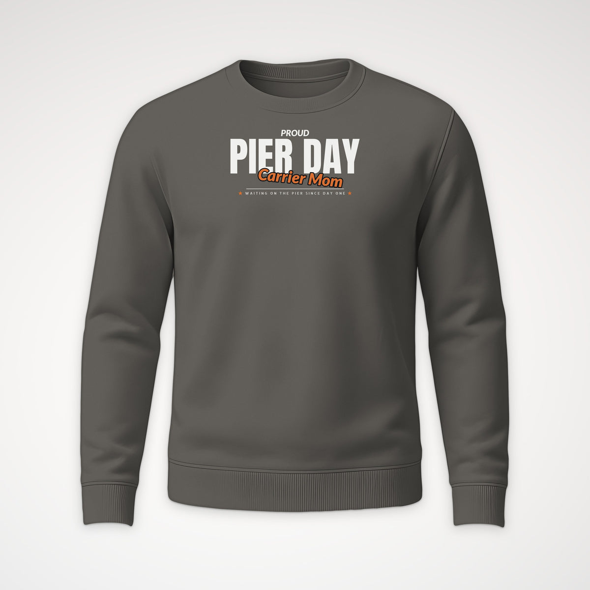 Pier Day Proud Carrier Mom Crewneck Sweatshirt in Charcoal