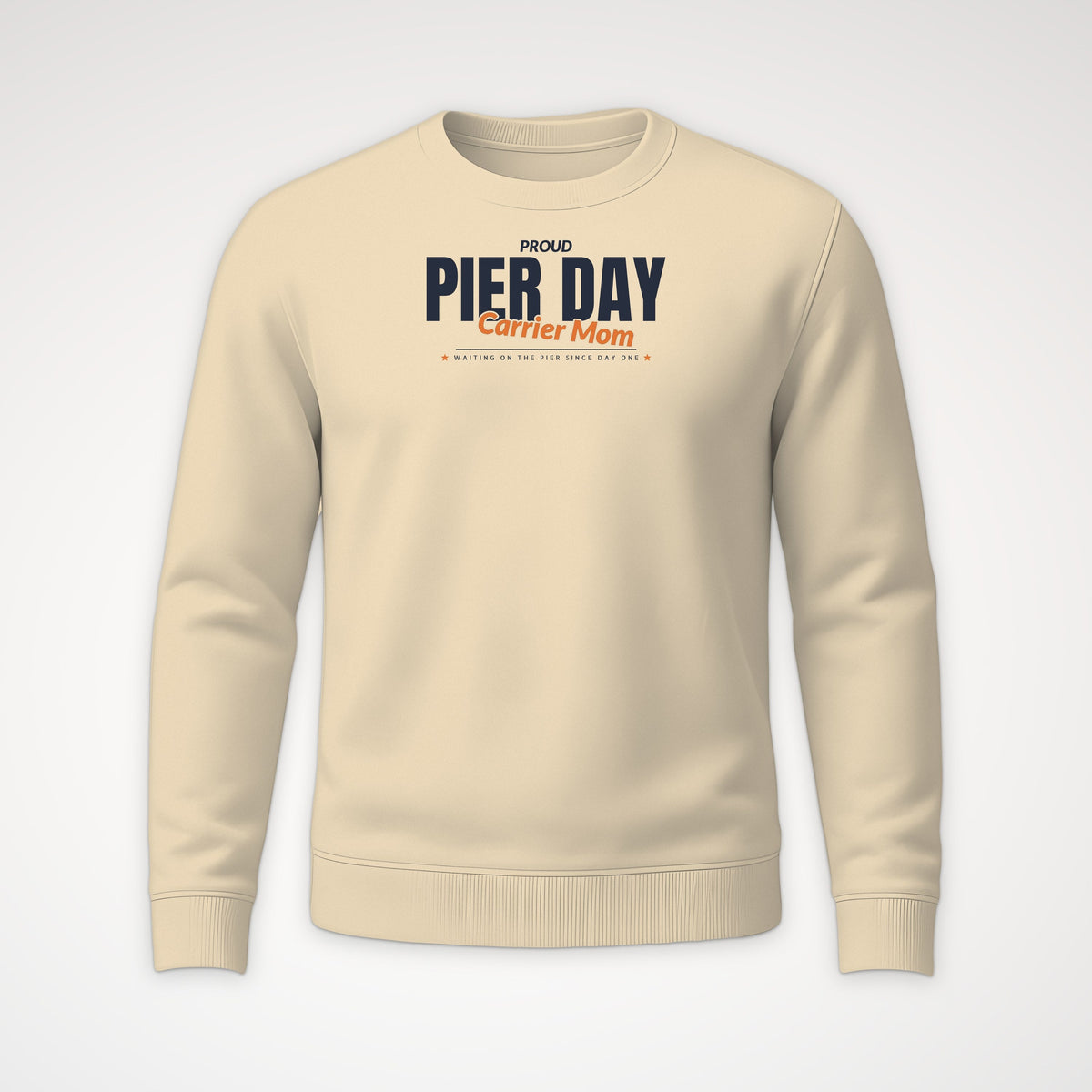 Pier Day Proud Carrier Mom Crewneck Sweatshirt in Sand