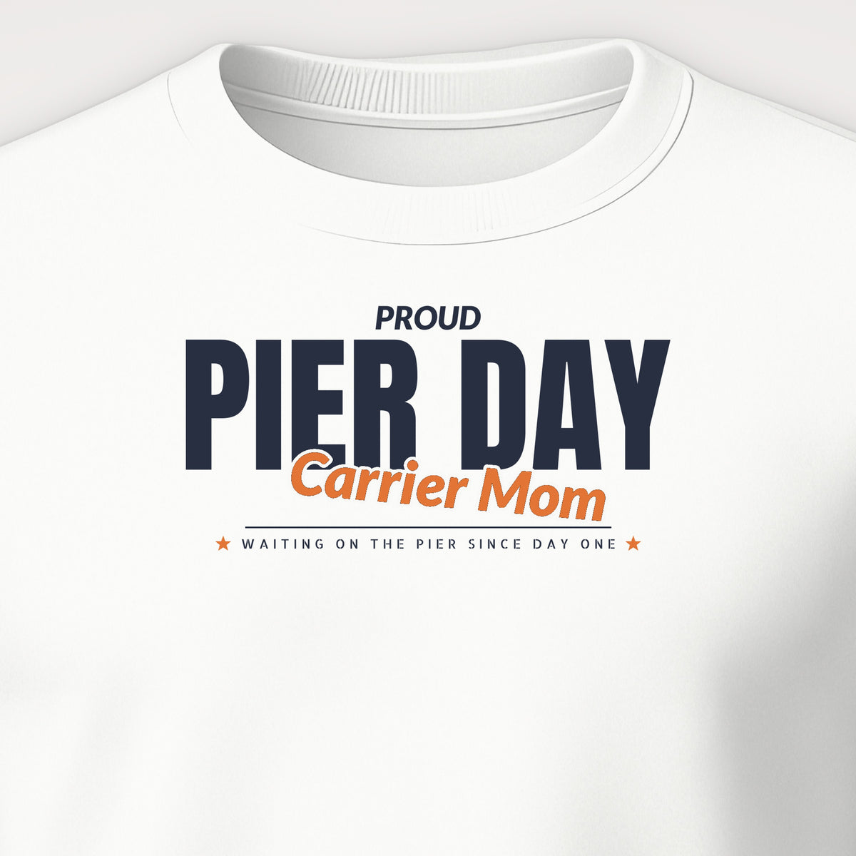 Pier Day Proud Carrier Mom Crewneck Sweatshirt, front print detail