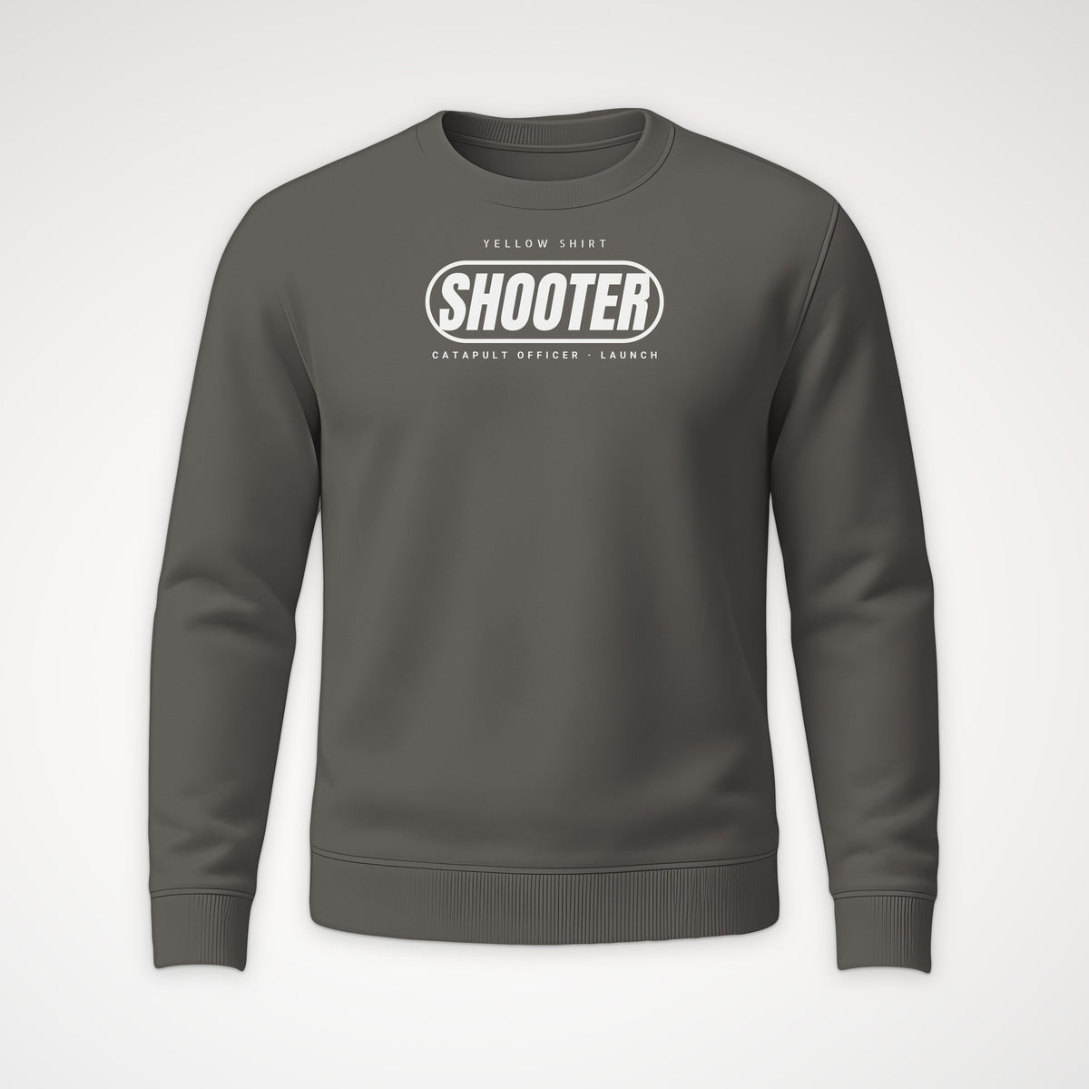 Rainbow Wardrobe Yellow Shirt Shooter Crewneck Sweatshirt in Charcoal