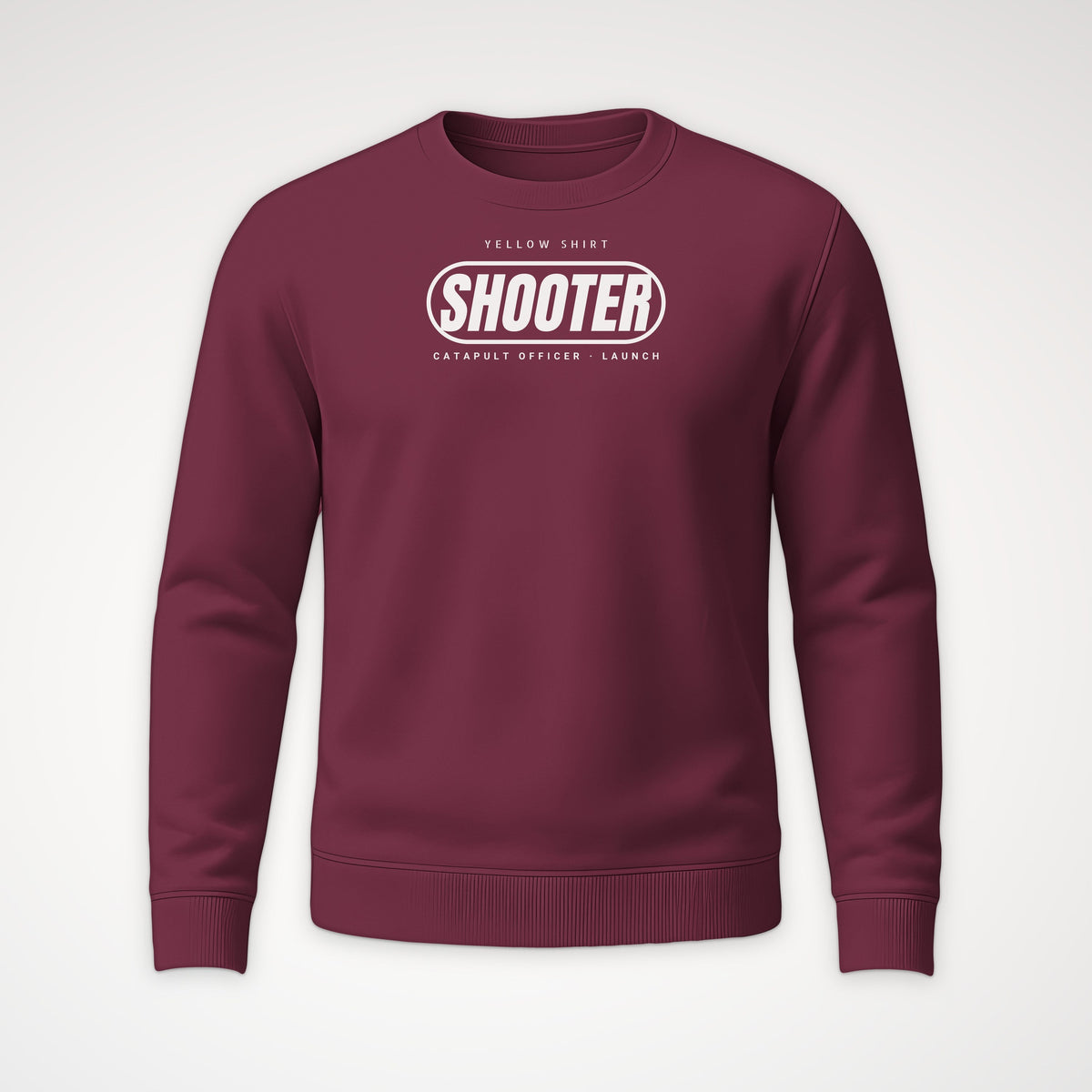 Rainbow Wardrobe Yellow Shirt Shooter Crewneck Sweatshirt in Maroon