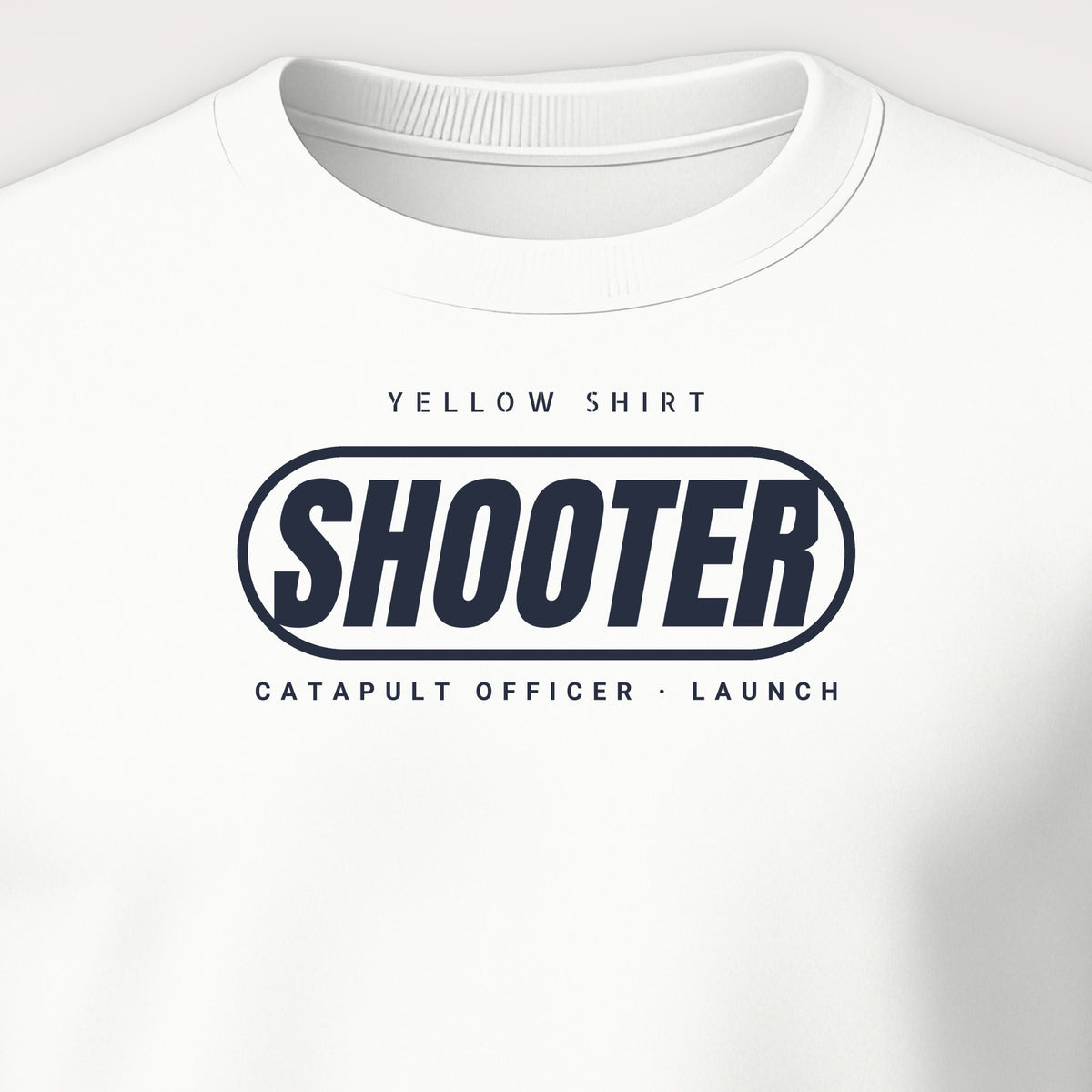 Rainbow Wardrobe Yellow Shirt Shooter Crewneck Sweatshirt, front print detail