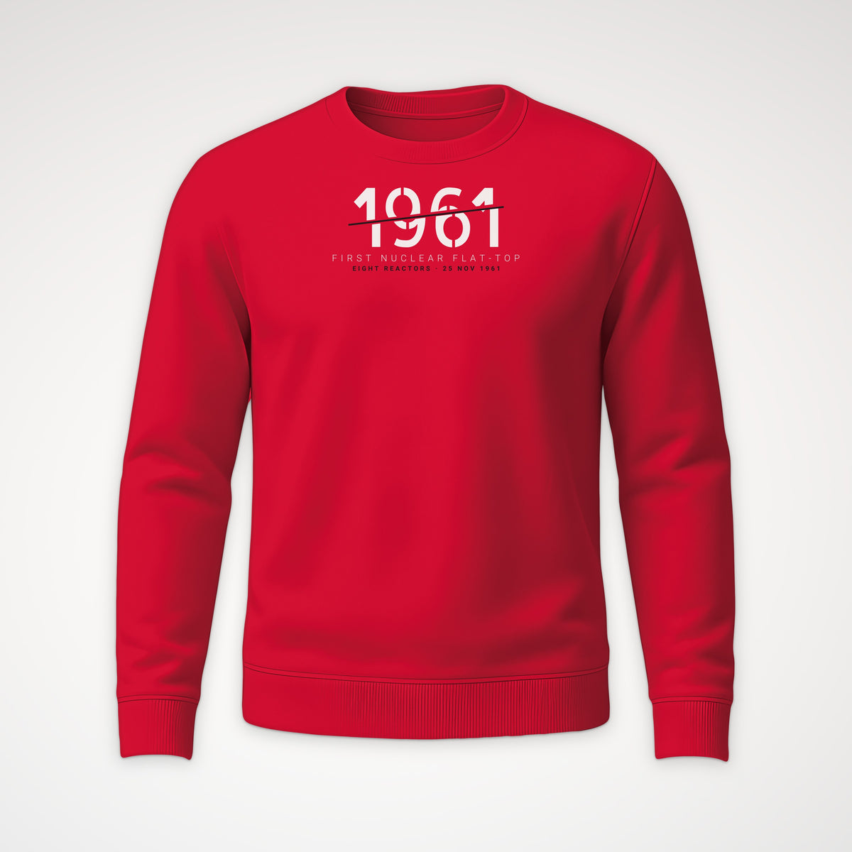 First Nuclear Flat-Top 1961 Sliced Crewneck Sweatshirt in Red