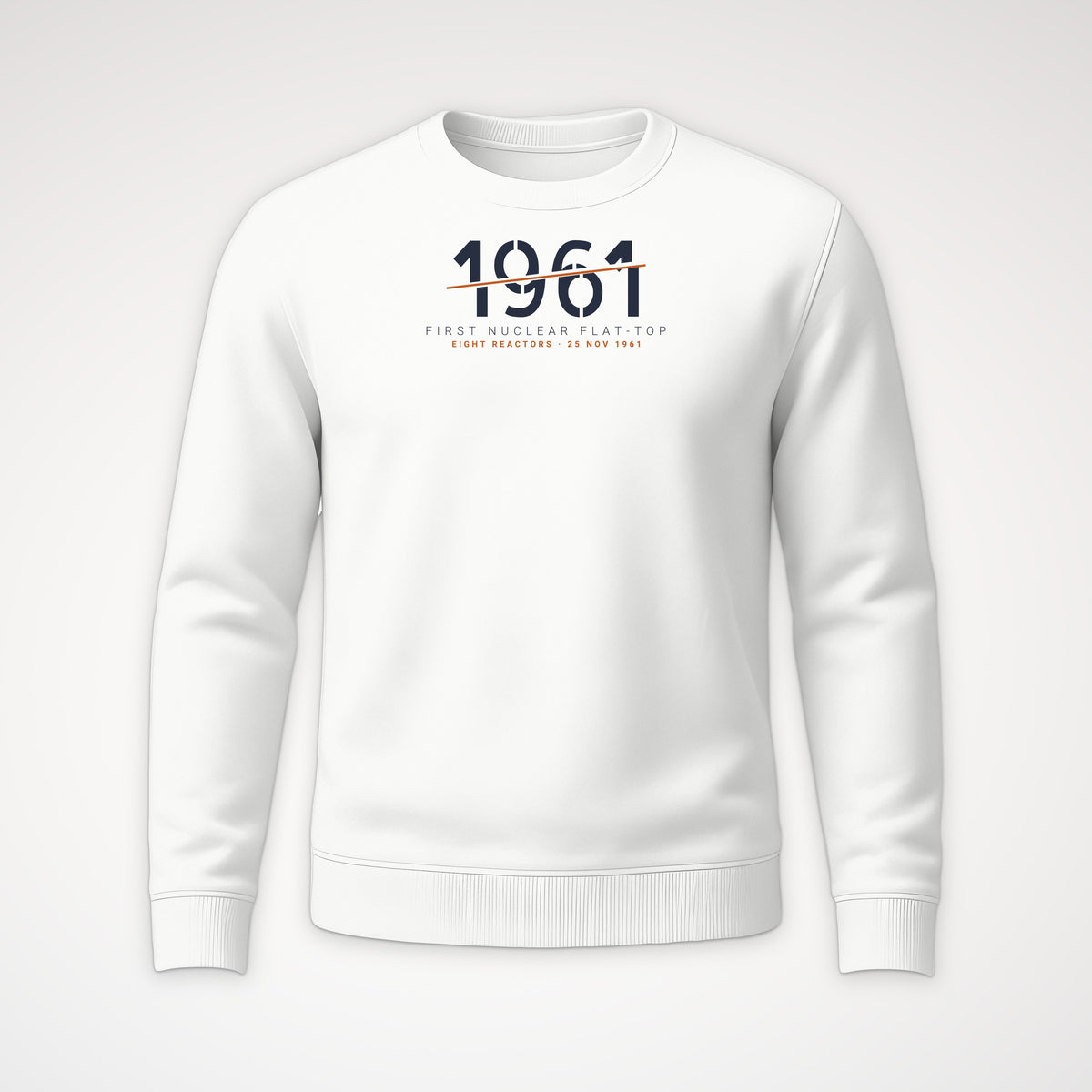 First Nuclear Flat-Top 1961 Sliced Crewneck Sweatshirt in White