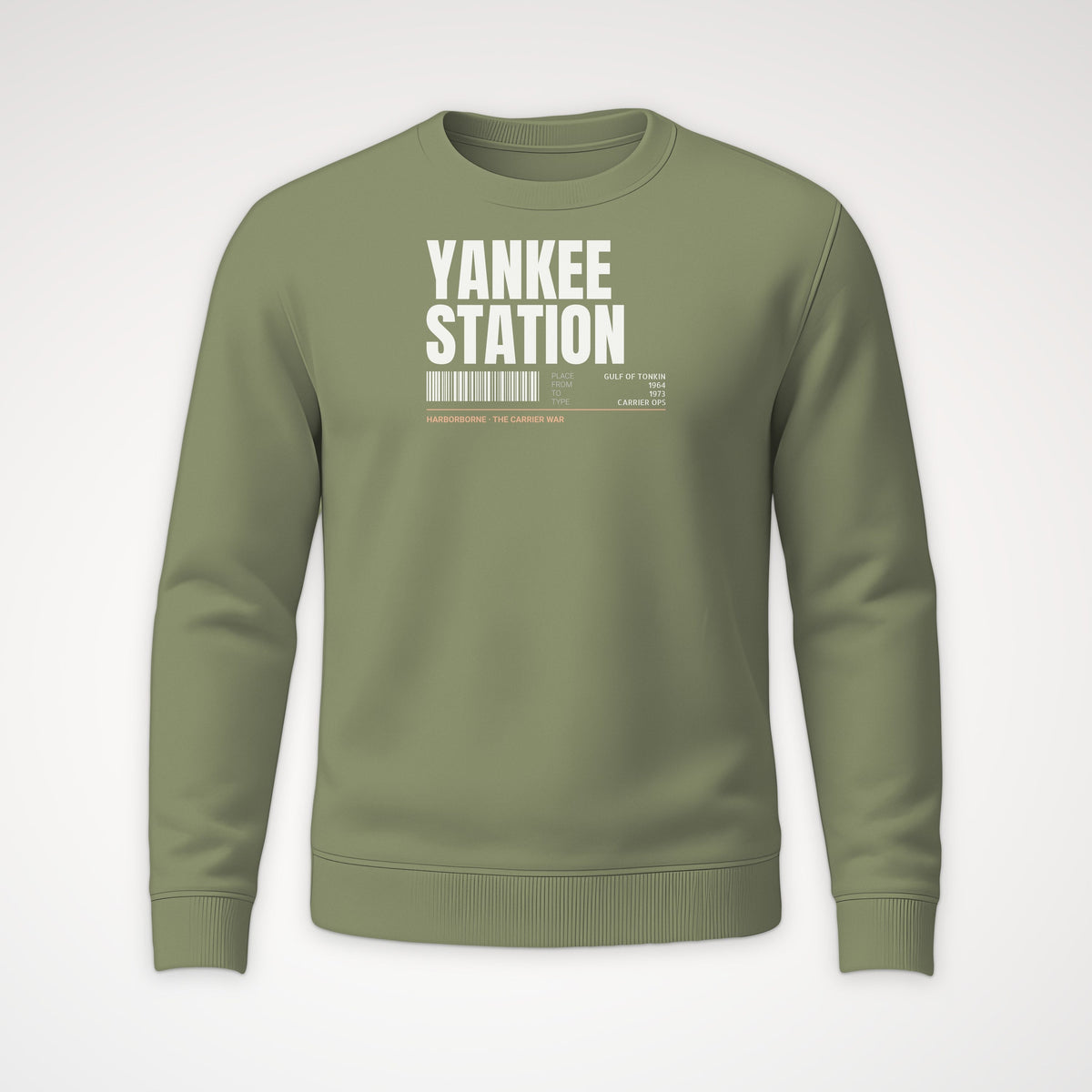 Yankee Station Tag Crewneck Sweatshirt in Military Green