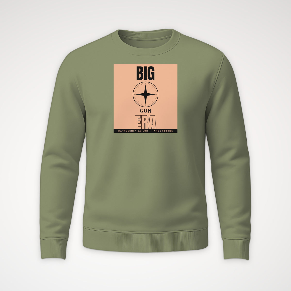 Big Gun Era Poster Crewneck Sweatshirt in Military Green