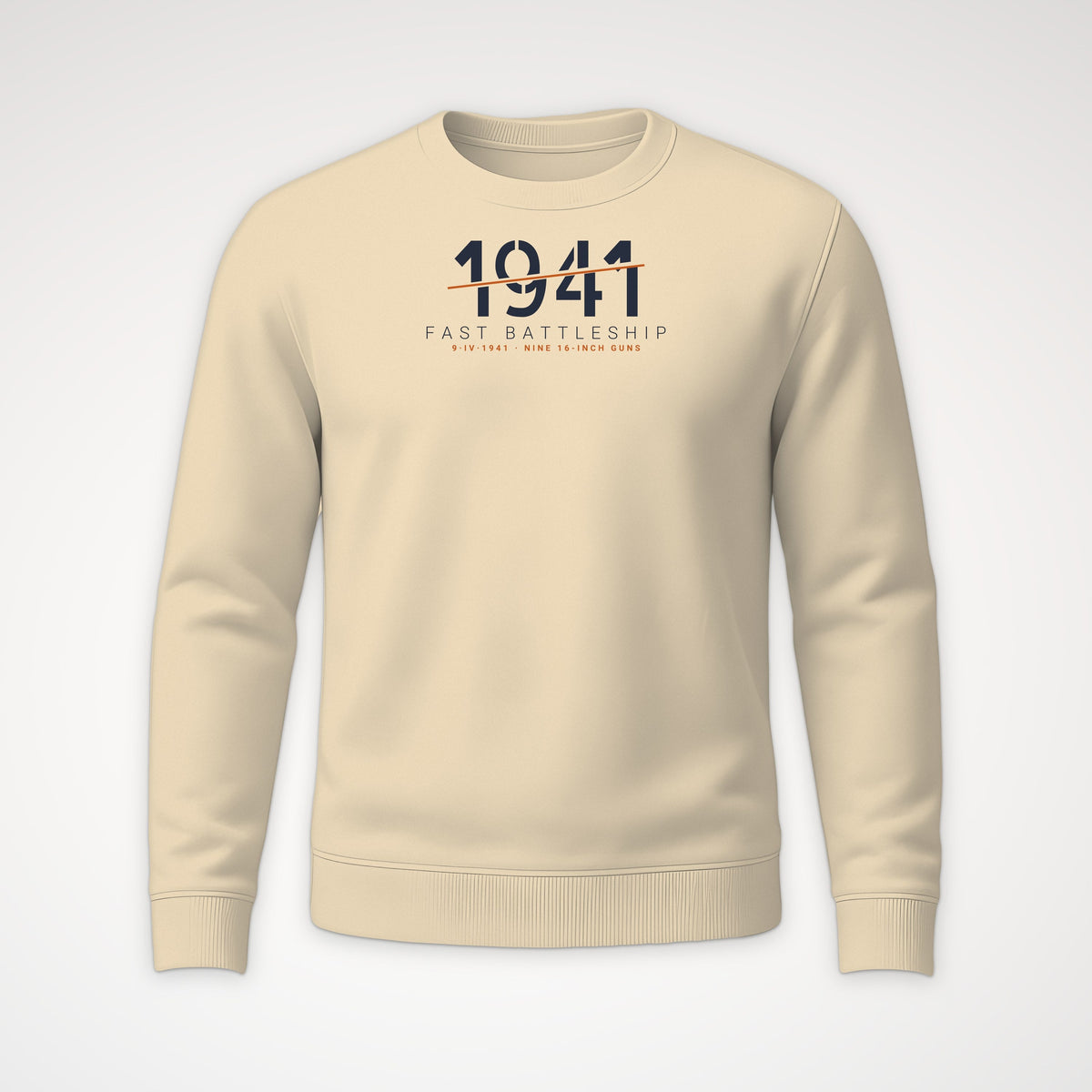 Fast Battleship 1941 Sliced Crewneck Sweatshirt in Sand