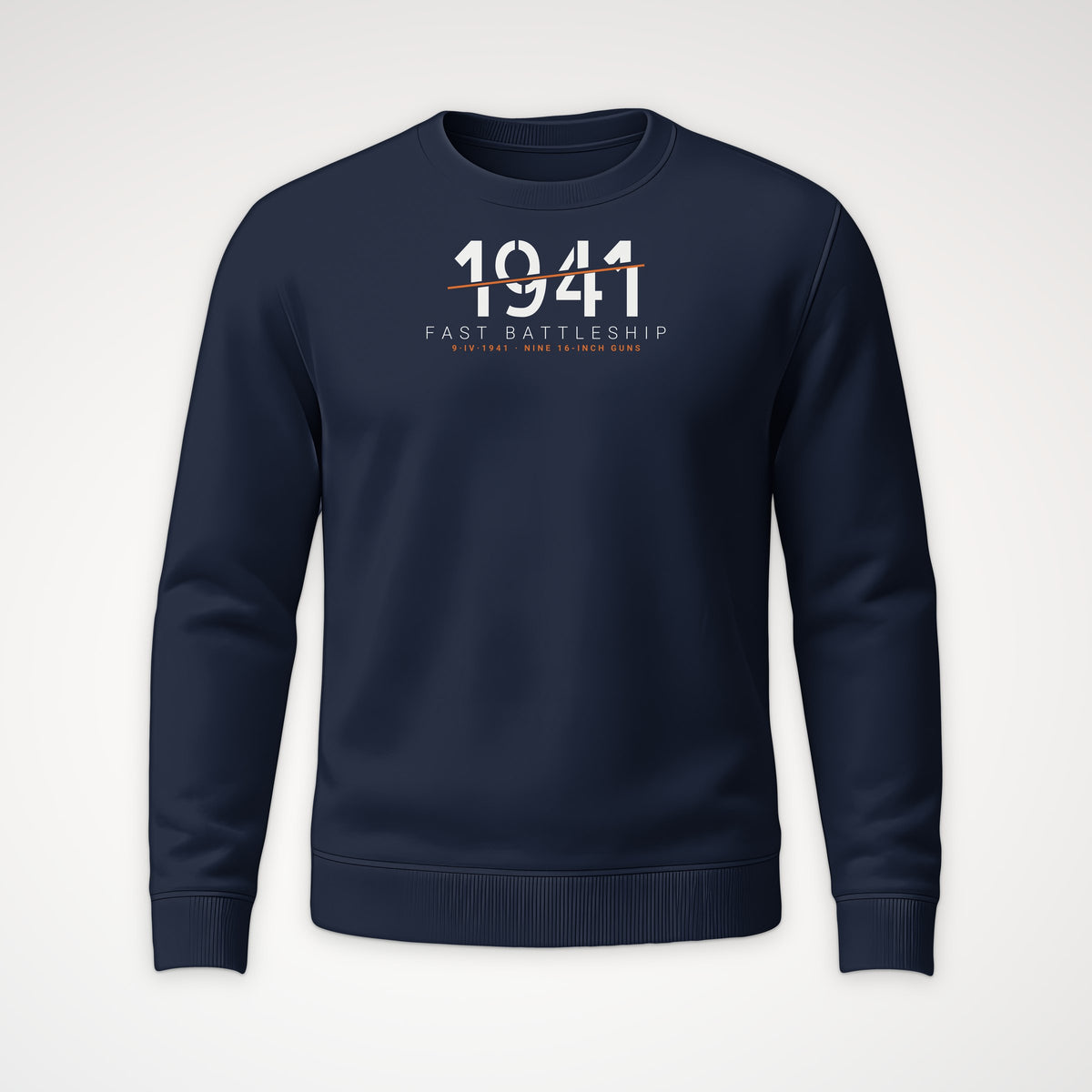 Fast Battleship 1941 Sliced Crewneck Sweatshirt in Navy
