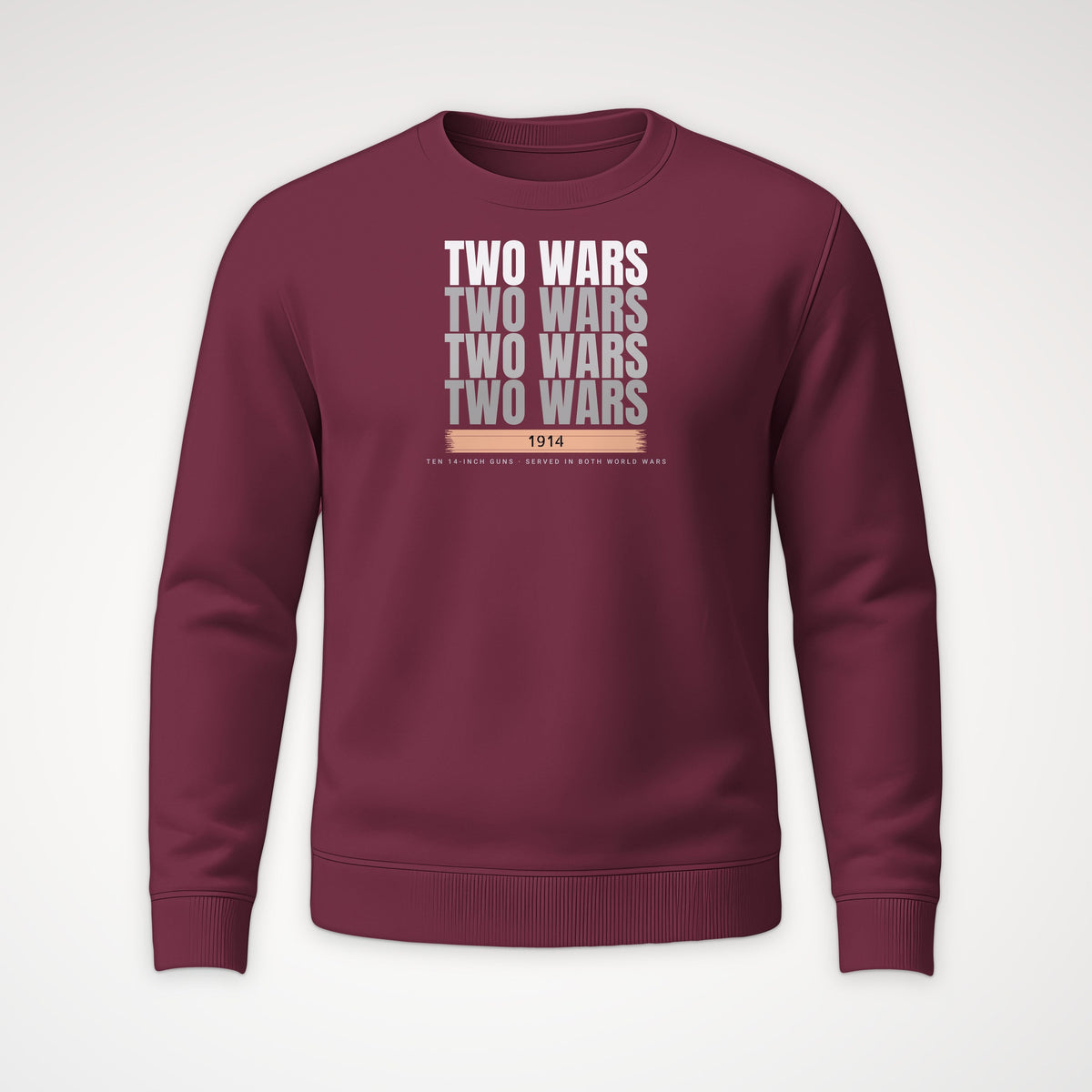 Two-War Battleship Echo Crewneck Sweatshirt in Maroon