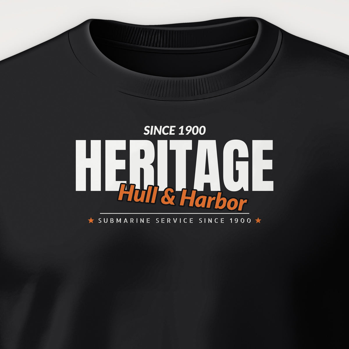Hull & Harbor Heritage Club Crewneck Sweatshirt, front print detail