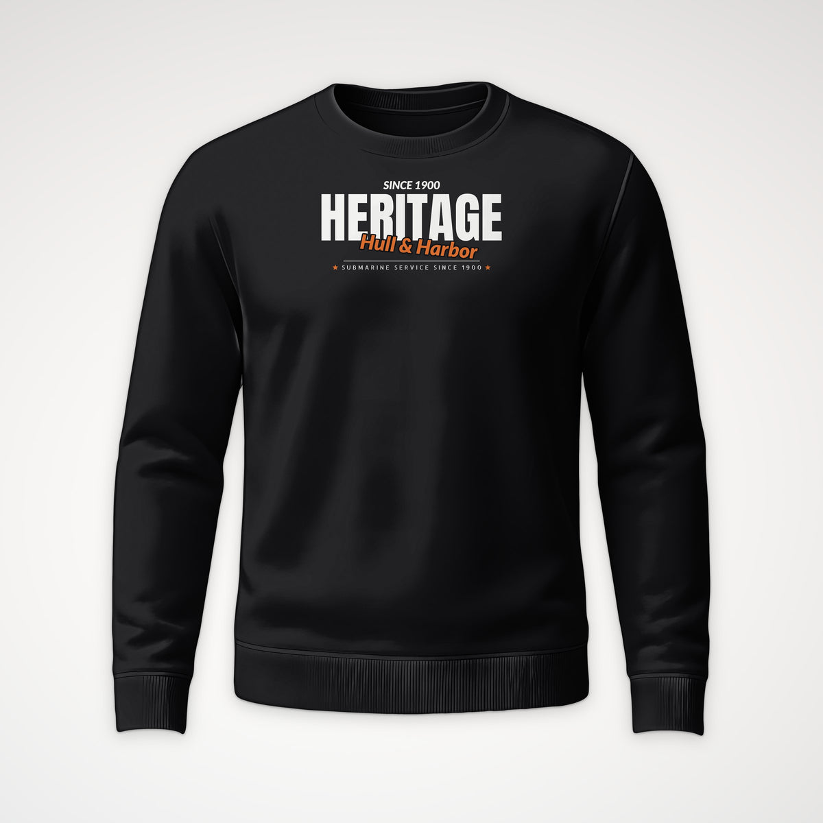 Hull & Harbor Heritage Club Crewneck Sweatshirt in Black