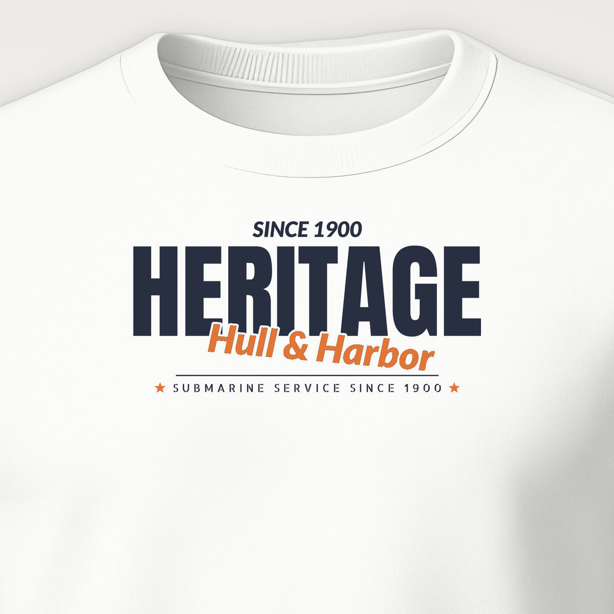 Hull & Harbor Heritage Club Crewneck Sweatshirt, front print detail