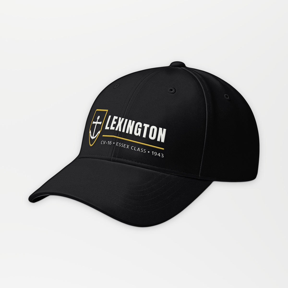 Lexington CV-16 Anchor Shield Embroidered Cap in Black