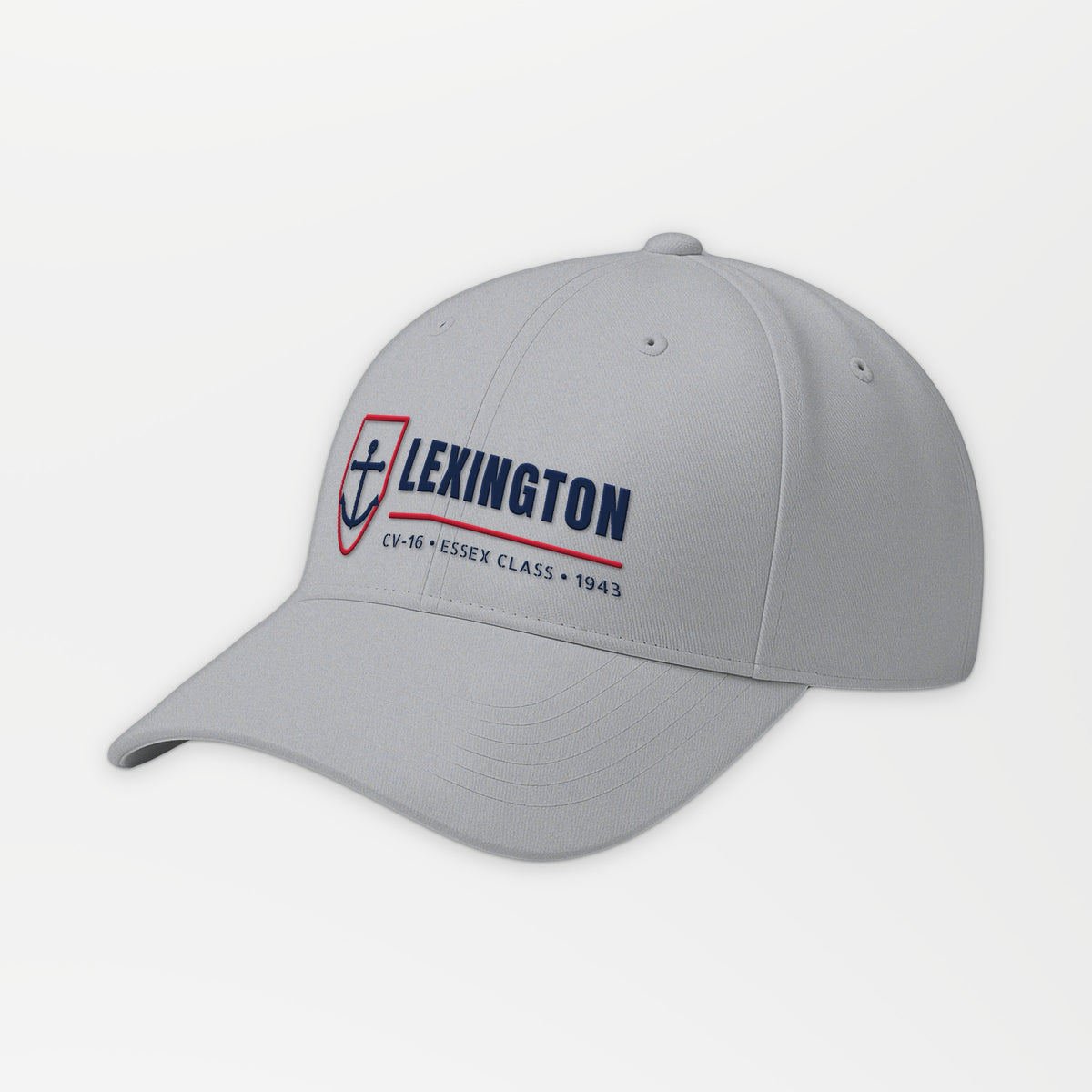 Lexington CV-16 Anchor Shield Embroidered Cap in Grey