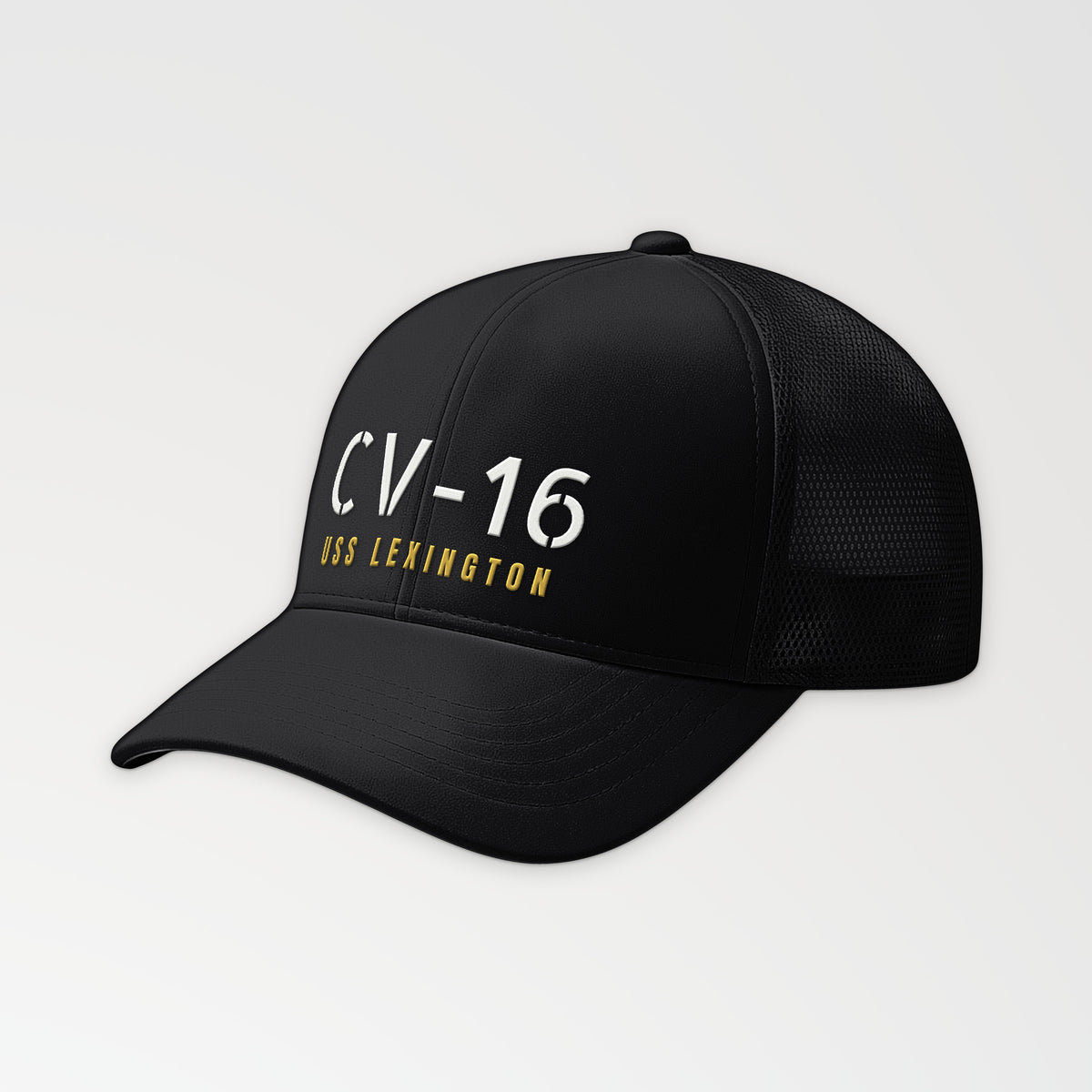 Lexington CV-16 Hull Number Trucker Cap in Black
