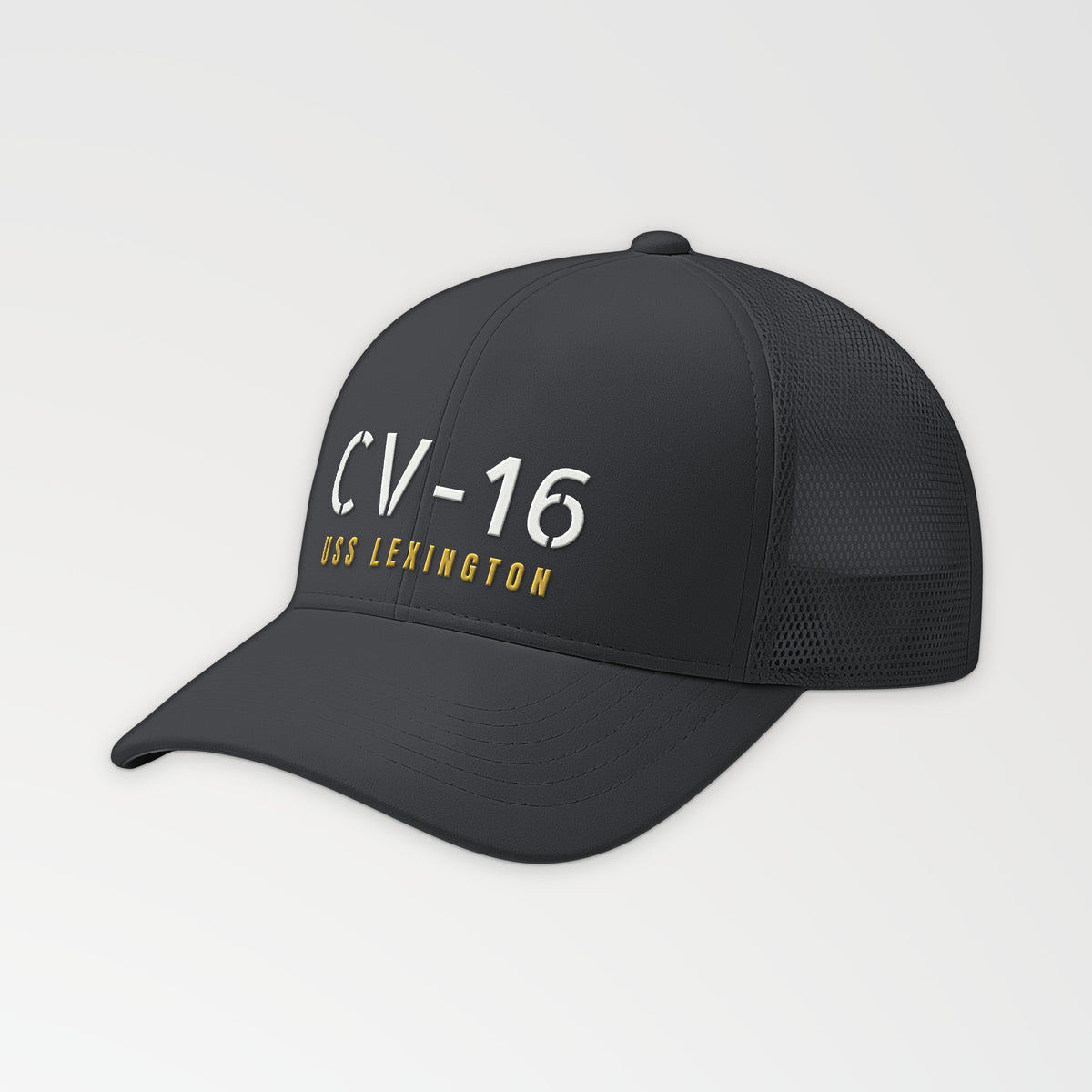 Lexington CV-16 Hull Number Trucker Cap in Dark Heather Gray