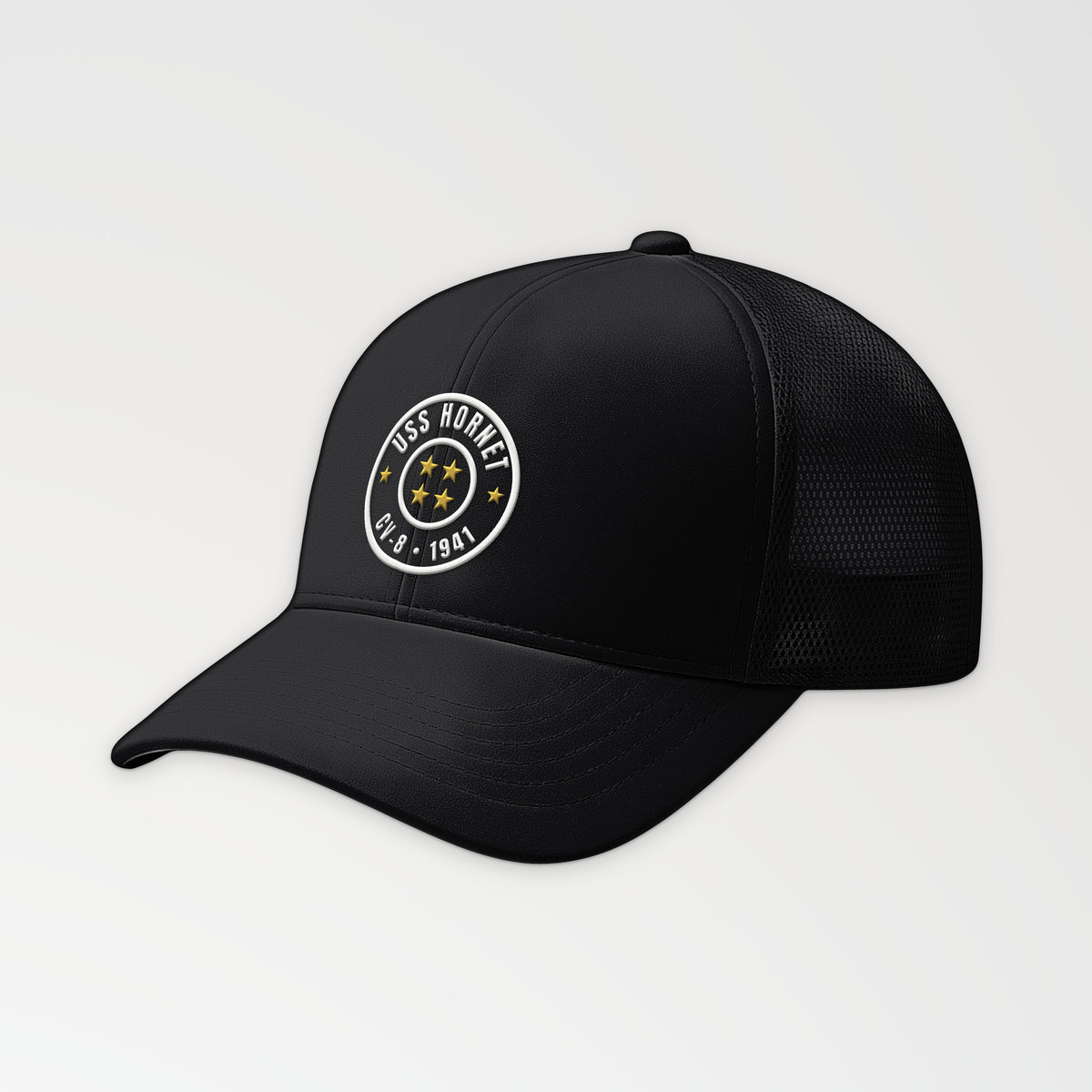 Hornet CV-8 Four Stars Trucker Cap in Black