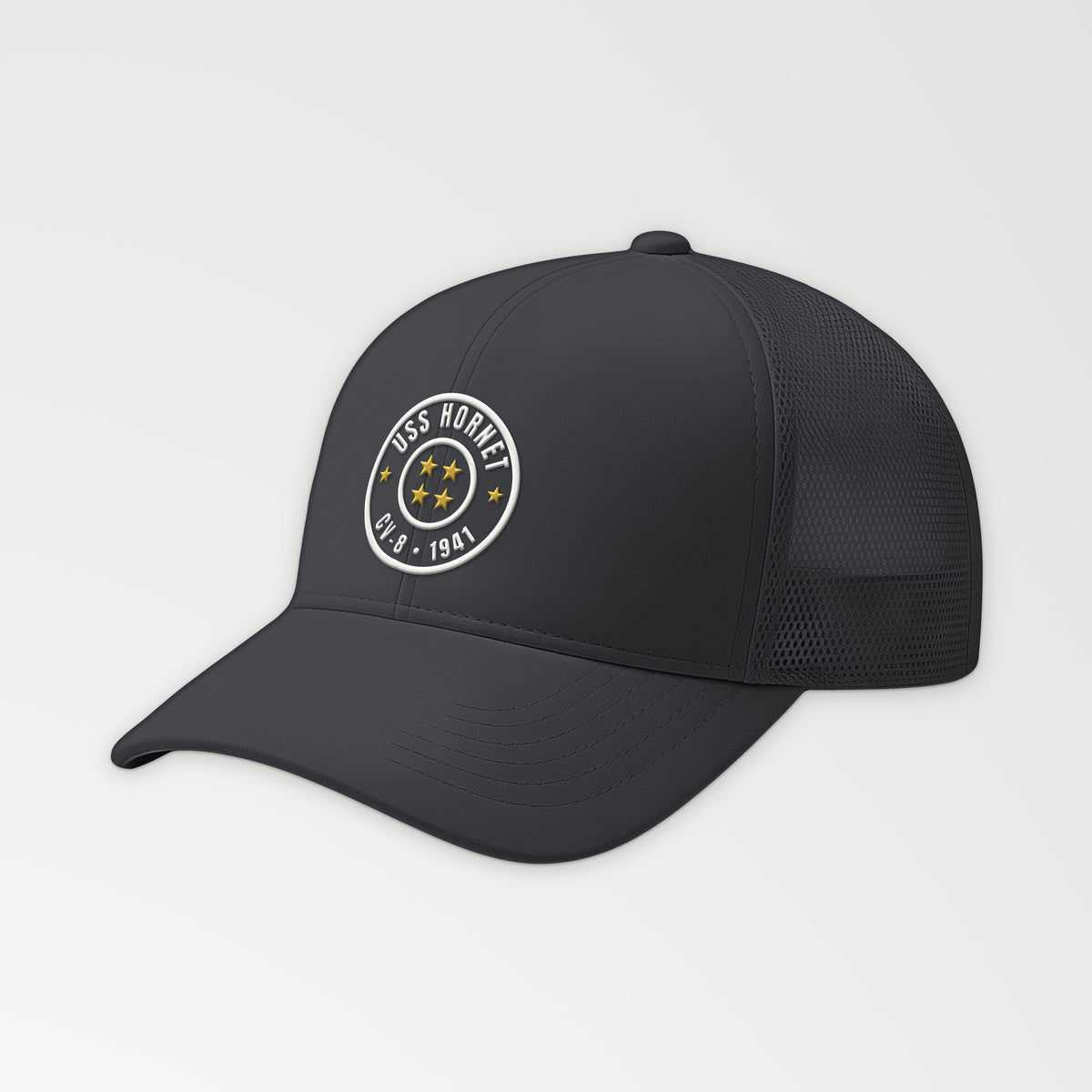 Hornet CV-8 Four Stars Trucker Cap in Dark Heather Gray