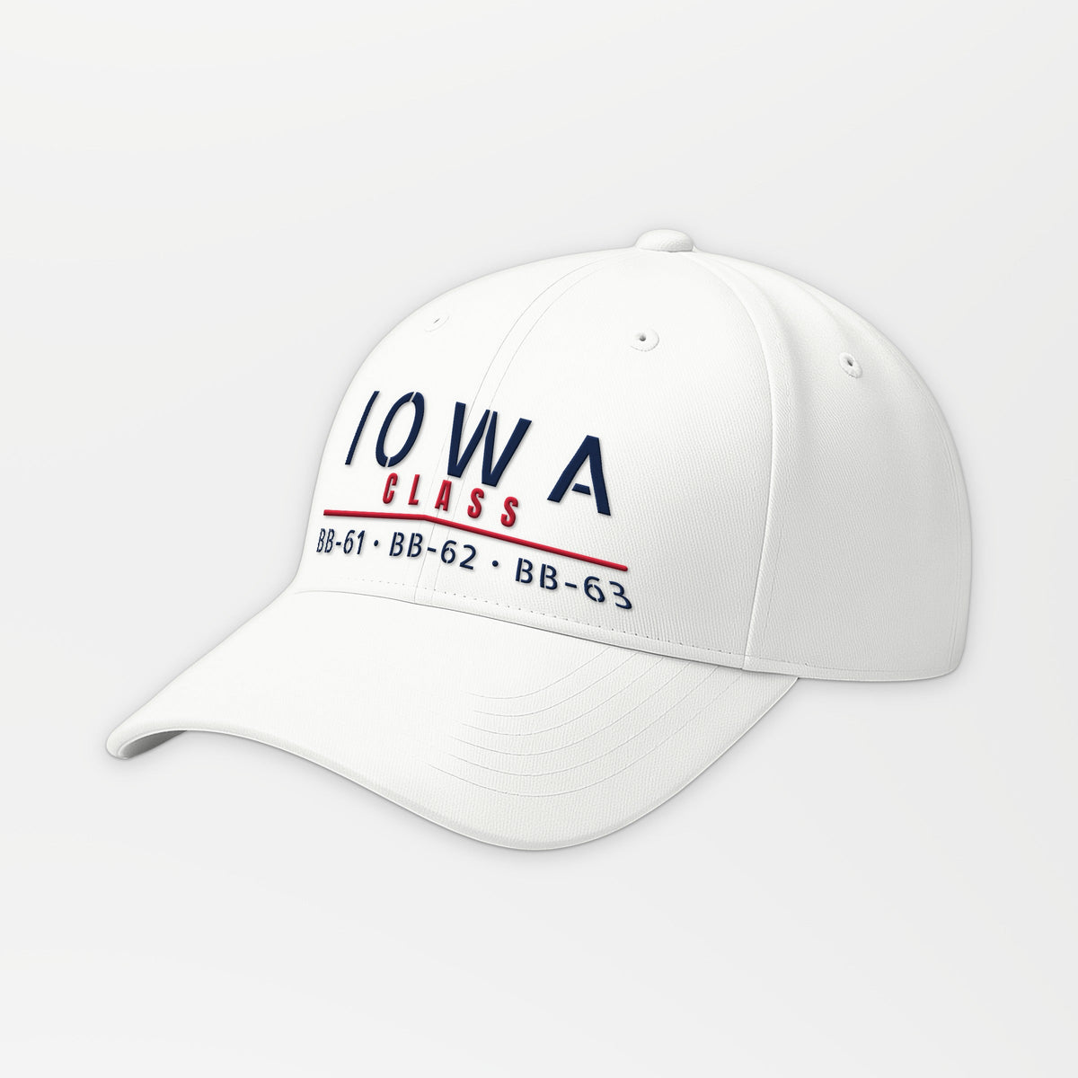 Iowa Class Stencil Embroidered Cap in White