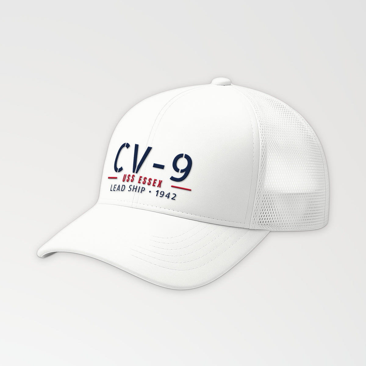 Essex CV-9 Hull Number Trucker Cap in White