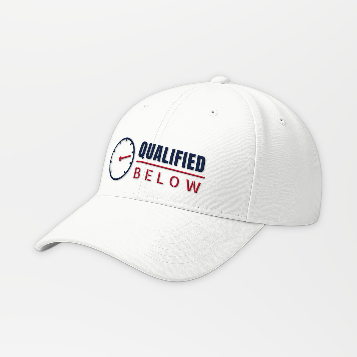 Qualified Below Depth Dial Embroidered Cap in White