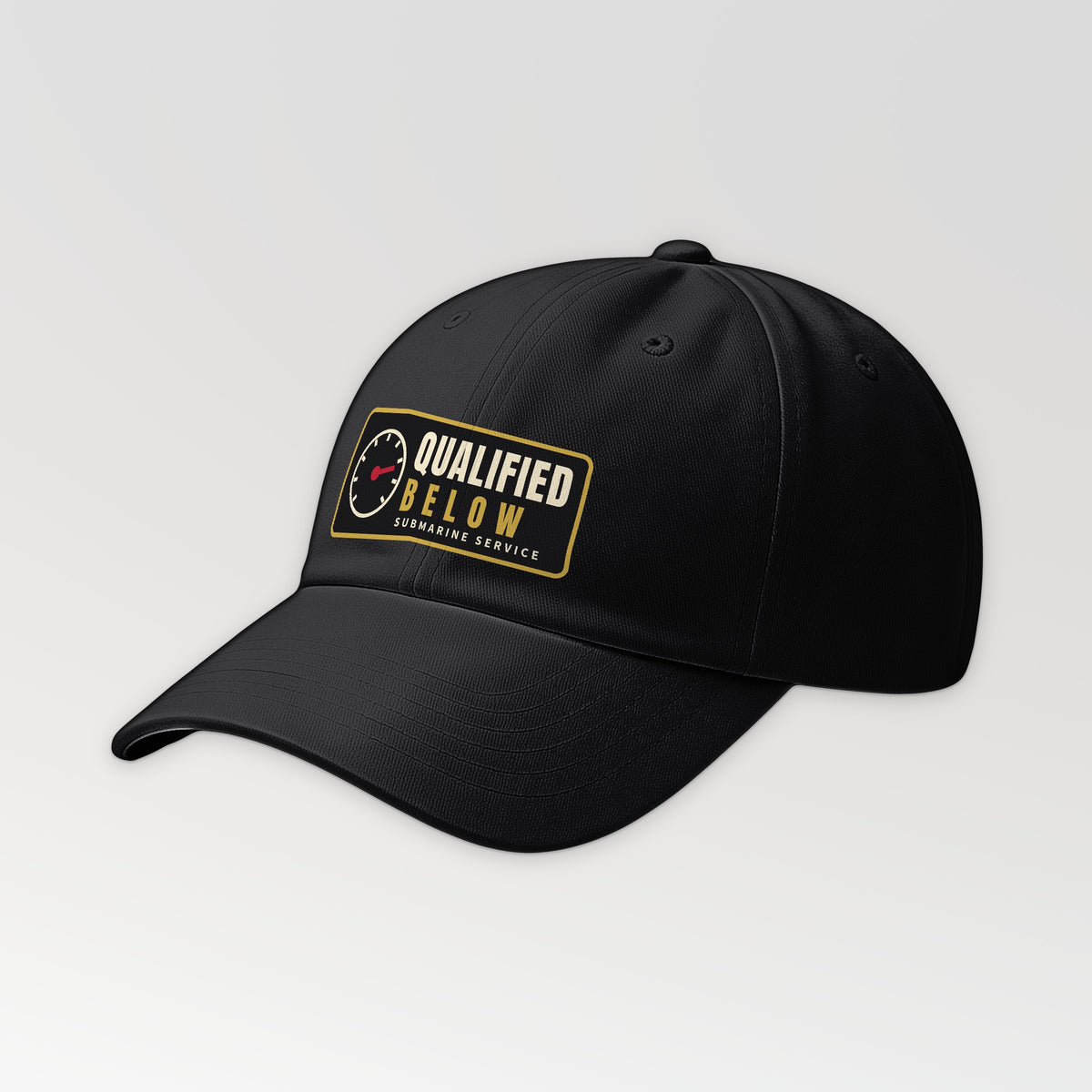 Qualified Below Patch Dad Hat in Black