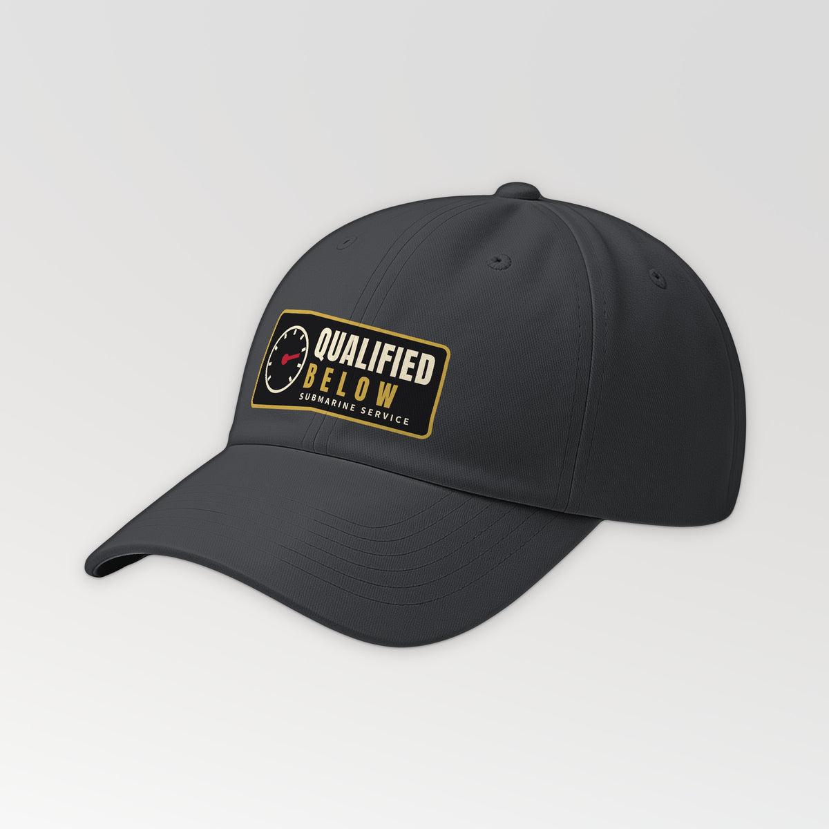 Qualified Below Patch Dad Hat in Dark Grey