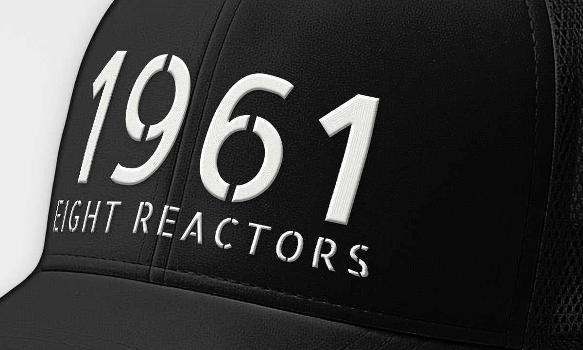 First Nuclear Flat-Top Trucker Cap, front detail